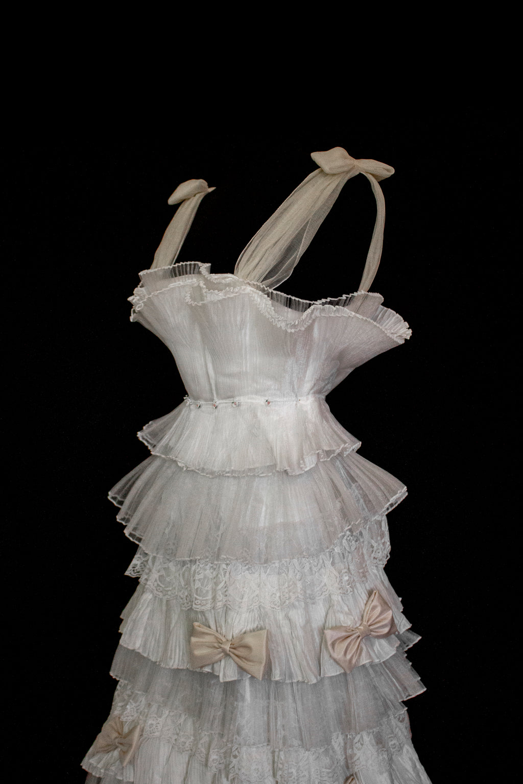 Vintage Tulle & Organza Wedding Dress | Flounced Gown - 372