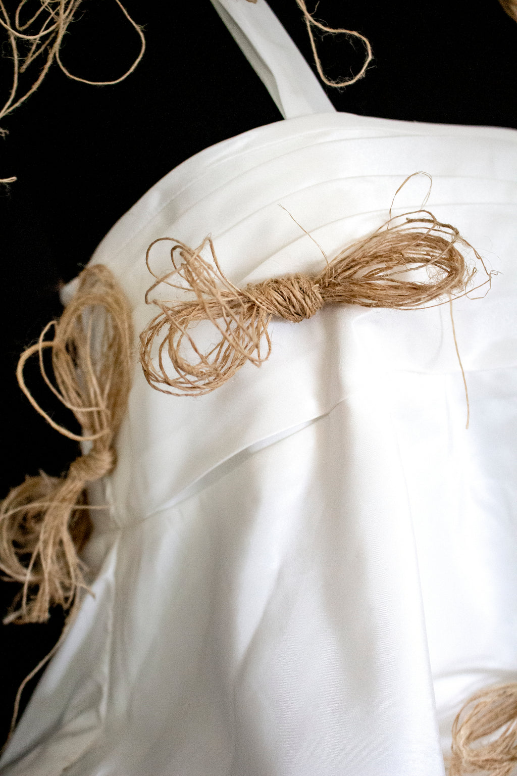 Vintage Ivory Taffeta Wedding Dress | Hemp Bows Gown - 374