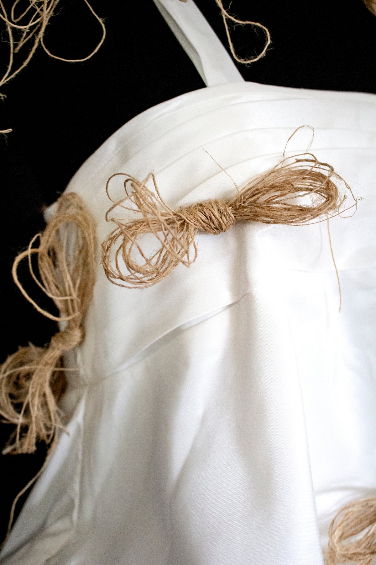 Vintage Ivory Taffeta Wedding Dress | Hemp Bows Gown - 374
