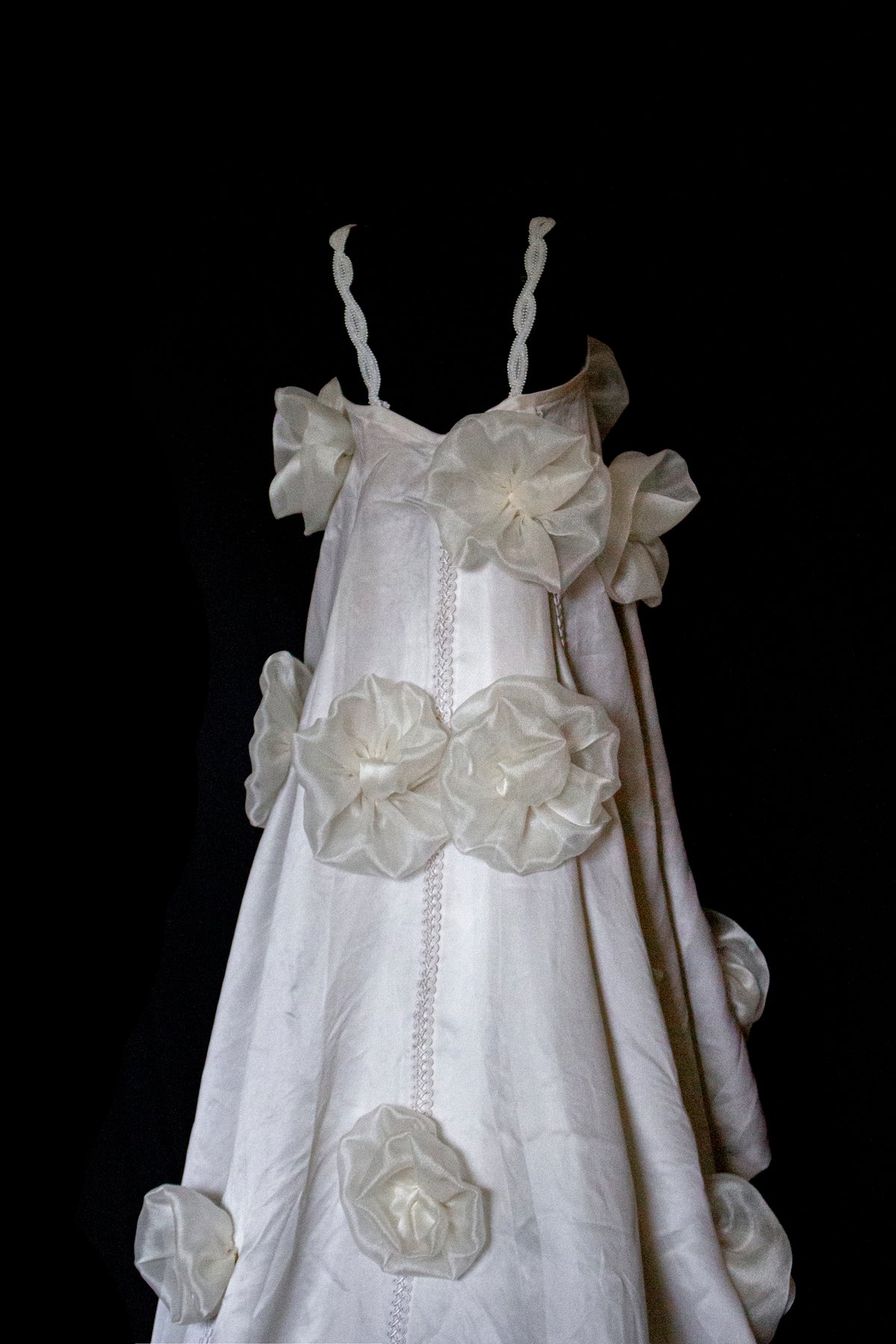 Vintage Silk Organza Wedding Dress | 3D Floral Gown - 373