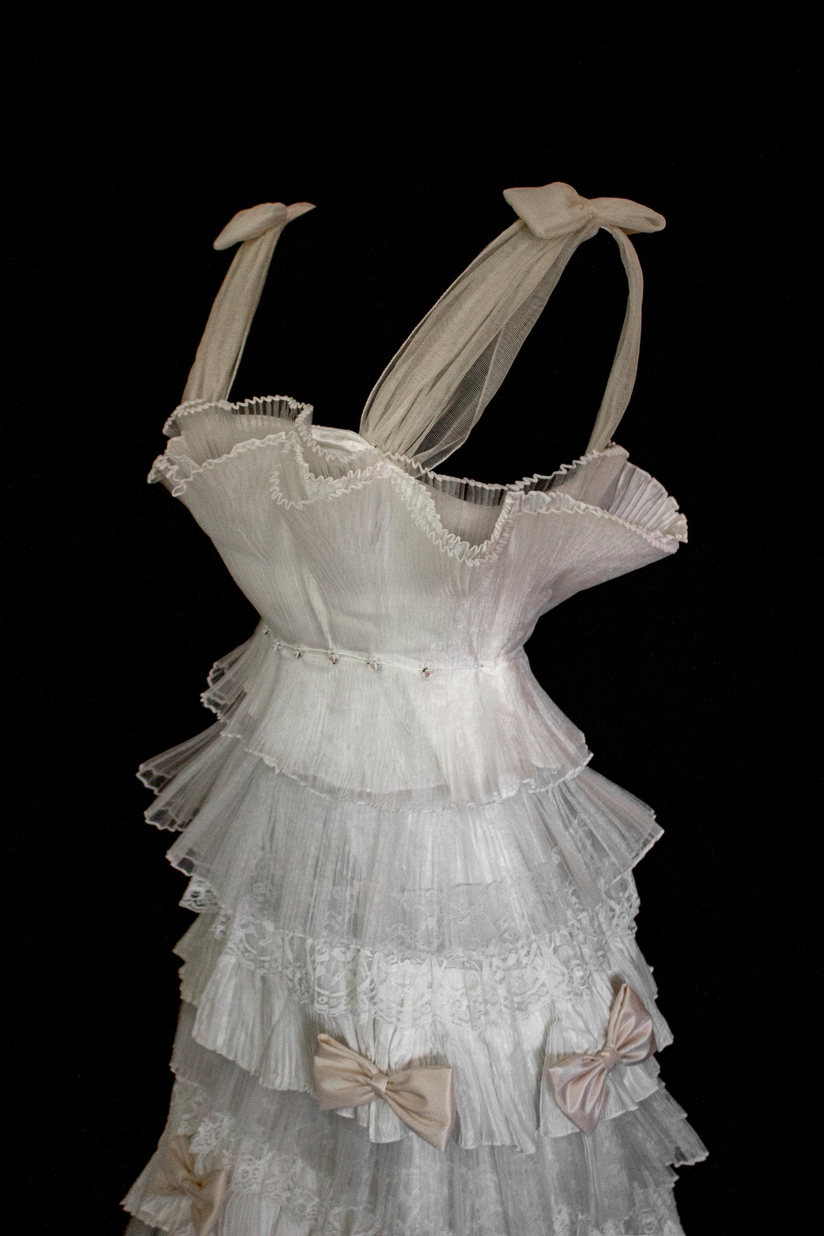 Vintage Tulle & Organza Wedding Dress | Flounced Gown - 372