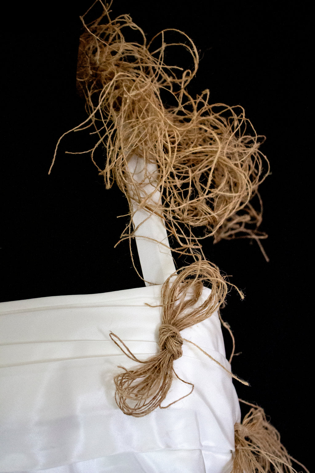 Vintage Ivory Taffeta Wedding Dress | Hemp Bows Gown - 374