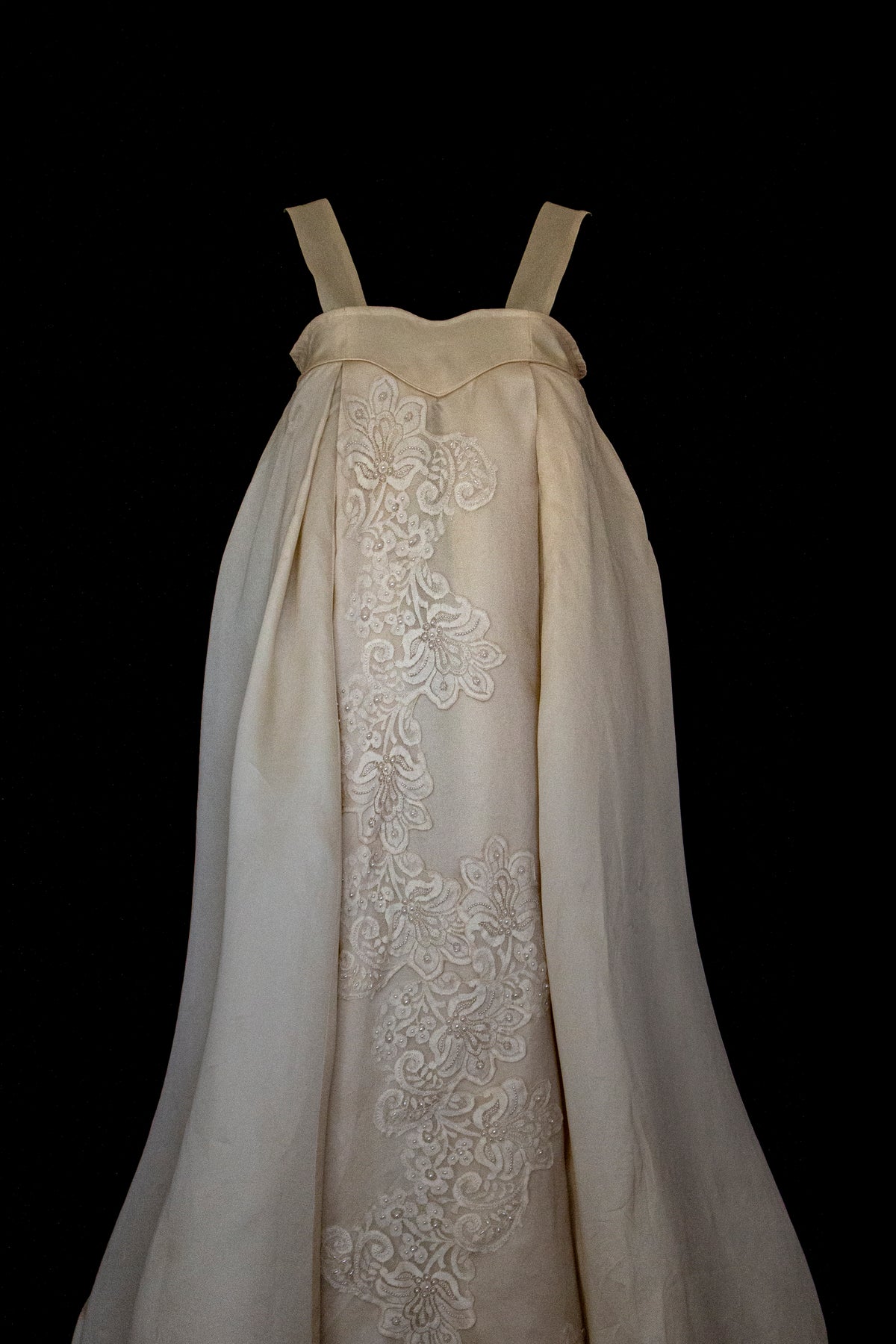 Vintage Embroidered Silk Organza Slip Wedding Dress | A-Line Gown - 378