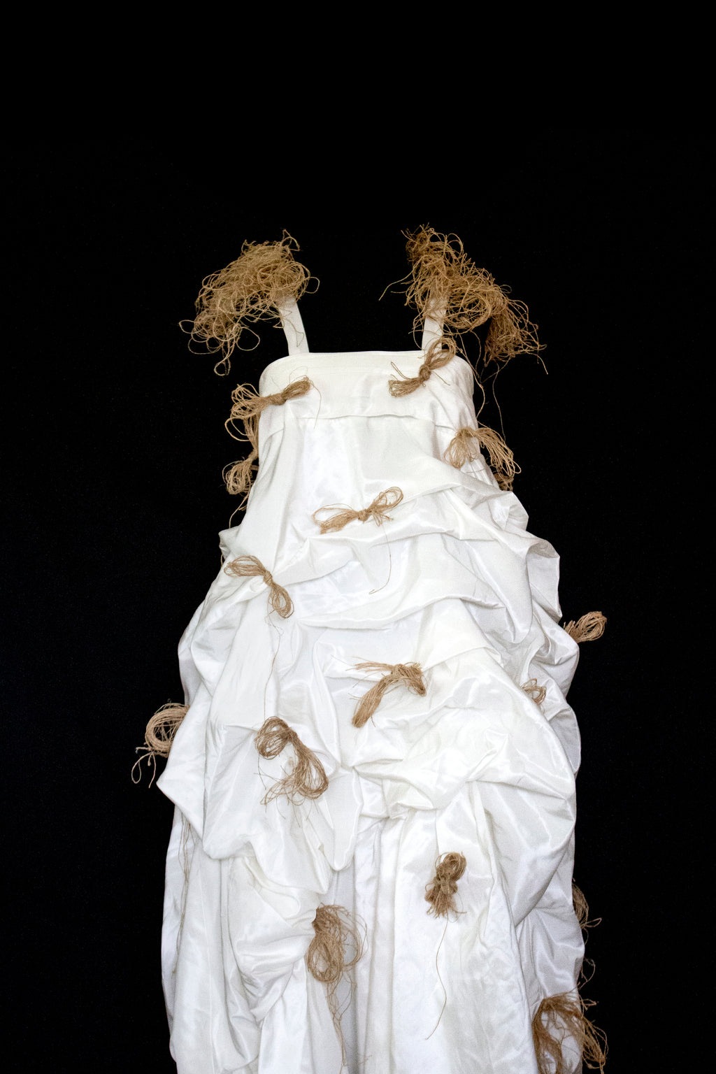 Vintage Ivory Taffeta Wedding Dress | Hemp Bows Gown - 374