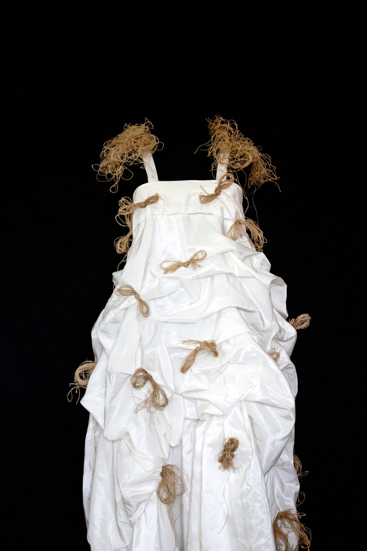 Vintage Ivory Taffeta Wedding Dress | Hemp Bows Gown - 374