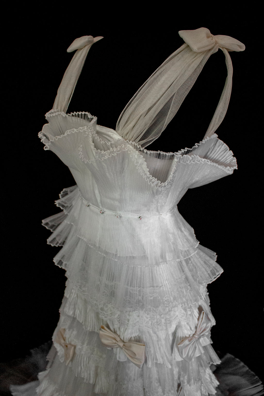 Vintage Tulle & Organza Wedding Dress | Flounced Gown - 372