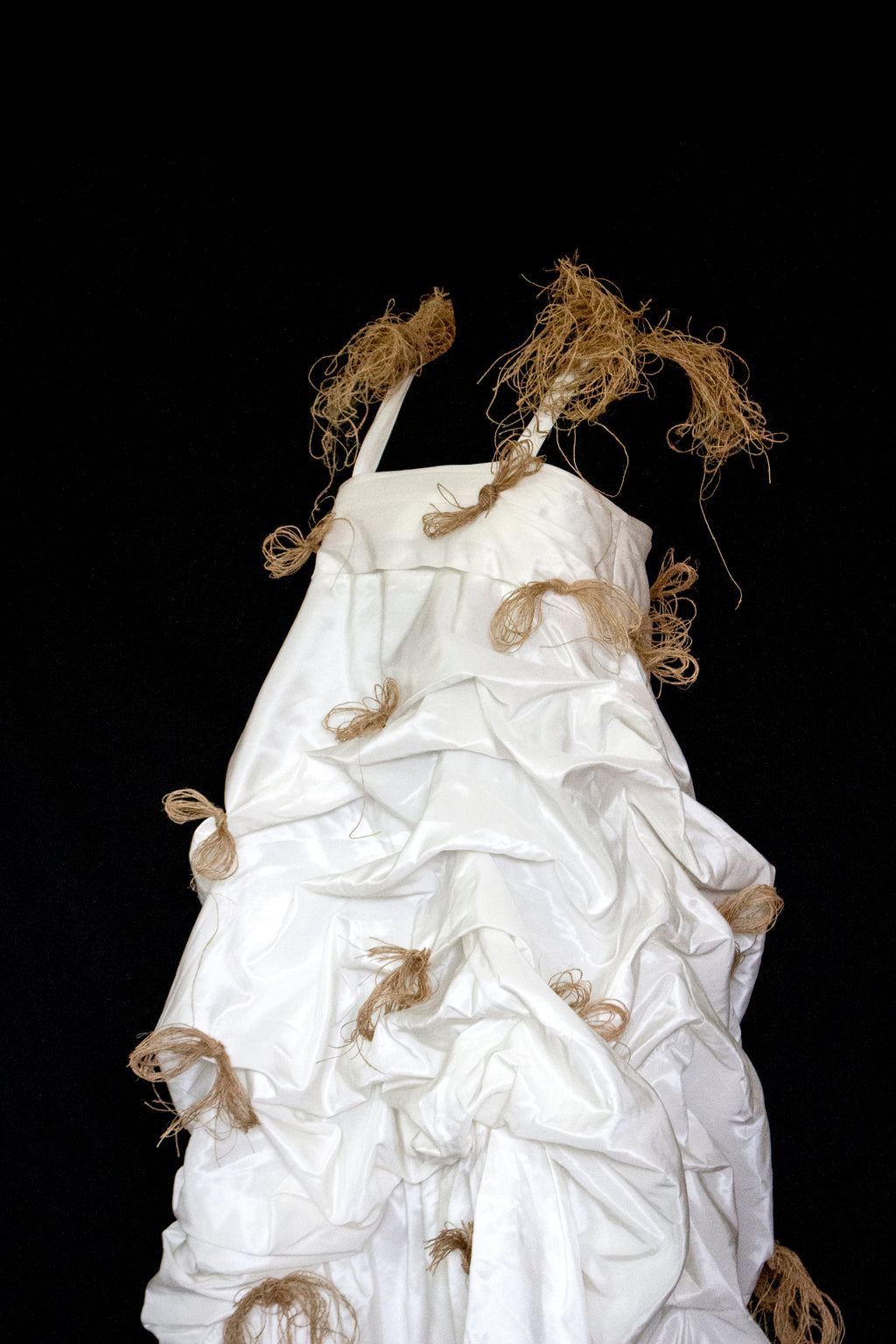 Vintage Ivory Taffeta Wedding Dress | Hemp Bows Gown - 374