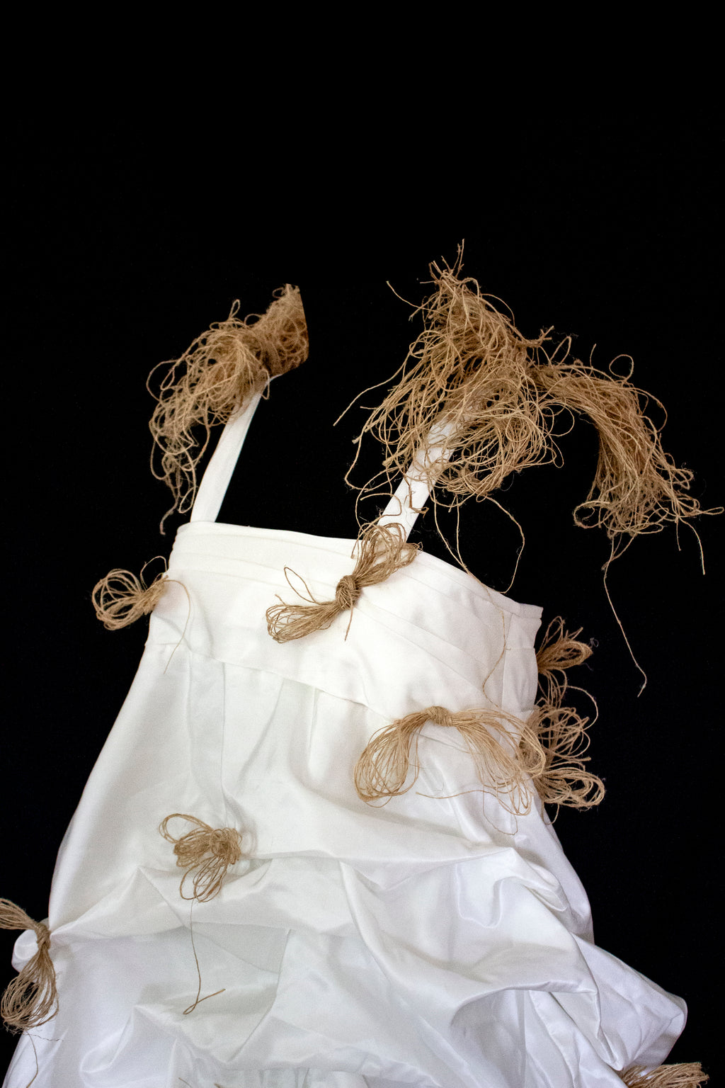 Vintage Ivory Taffeta Wedding Dress | Hemp Bows Gown - 374