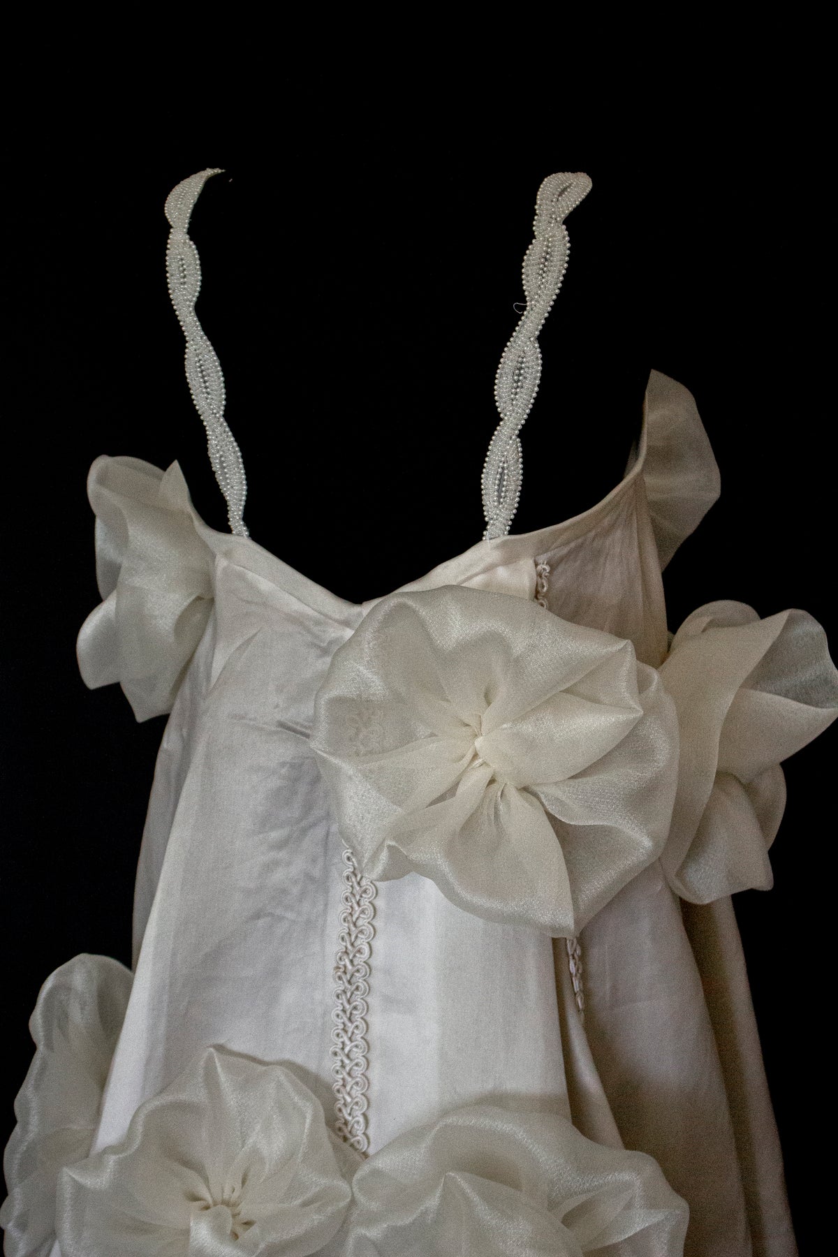 Vintage Silk Organza Wedding Dress | 3D Floral Gown - 373