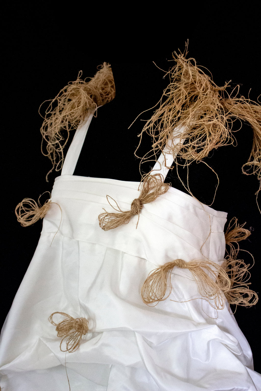 Vintage Ivory Taffeta Wedding Dress | Hemp Bows Gown - 374