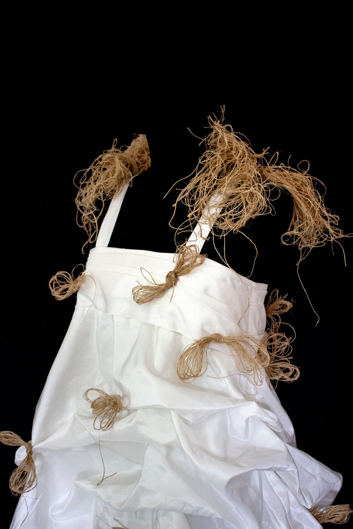 Vintage Ivory Taffeta Wedding Dress | Hemp Bows Gown - 374