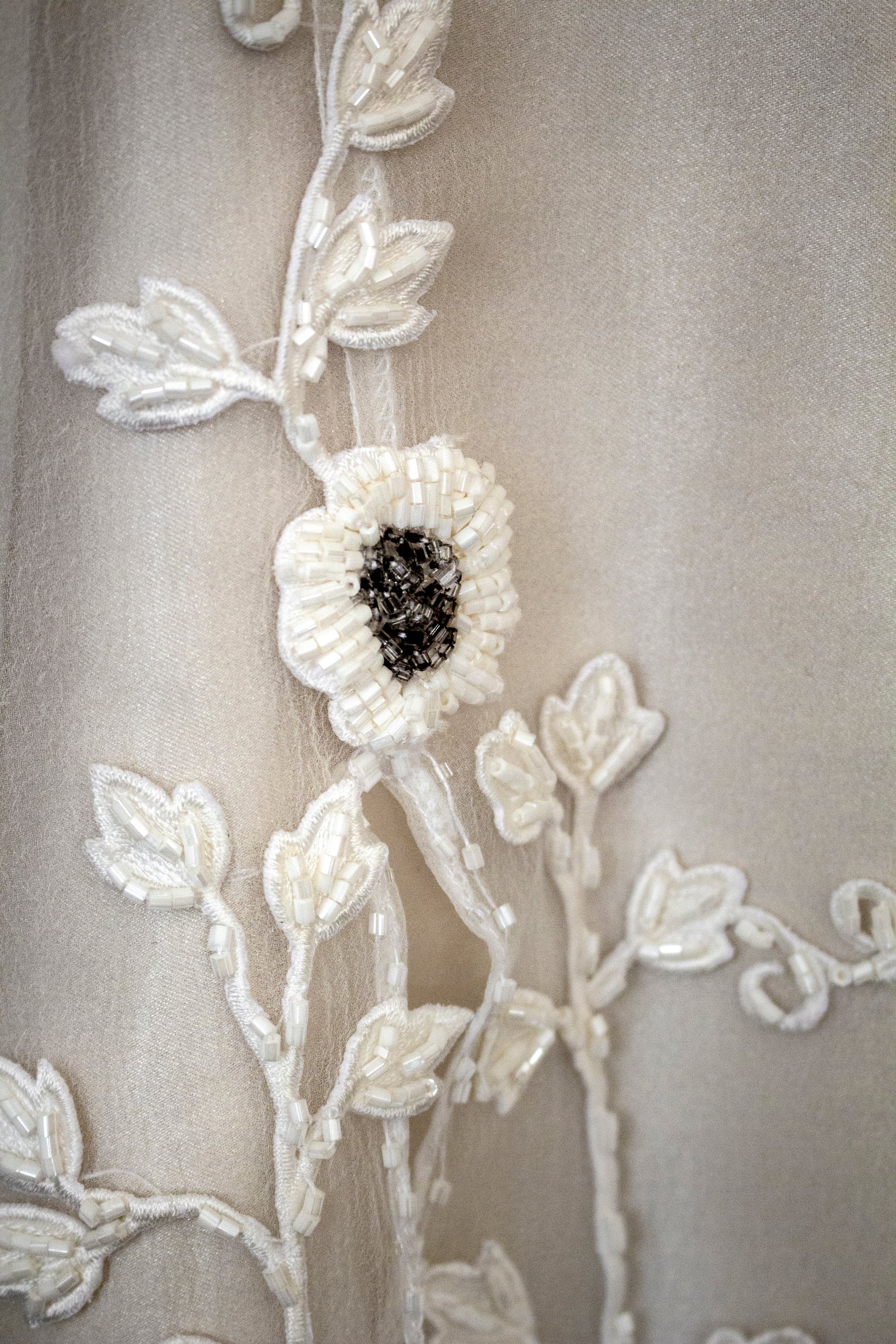 347 - UNIQUE UPCYCLED SILK SATIN WEDDING DRESS: POWDER PINK SLIP GOWN & IVORY CAPE ENSEMBLE, SILVER FLORAL EMBROIDERY, BOHO LUXURY