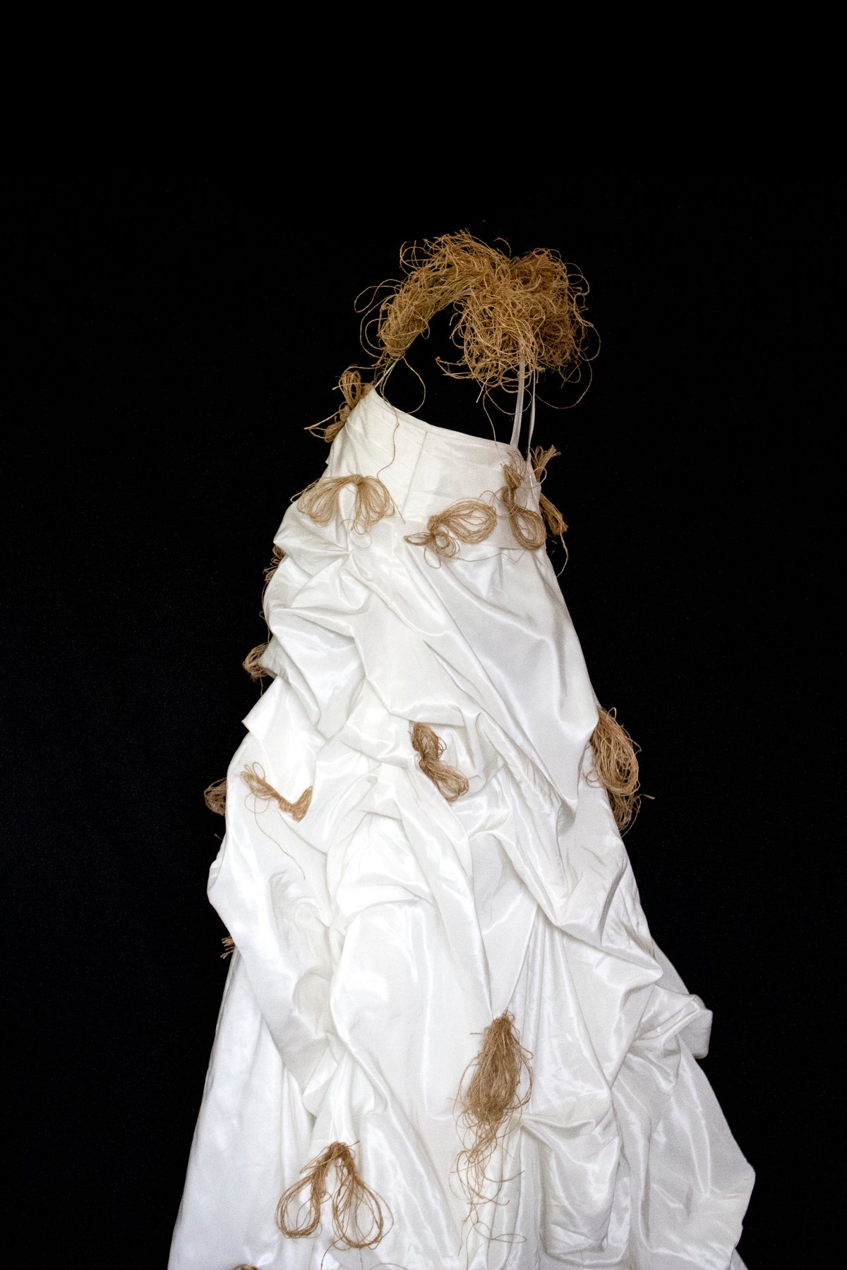 Vintage Ivory Taffeta Wedding Dress | Hemp Bows Gown - 374