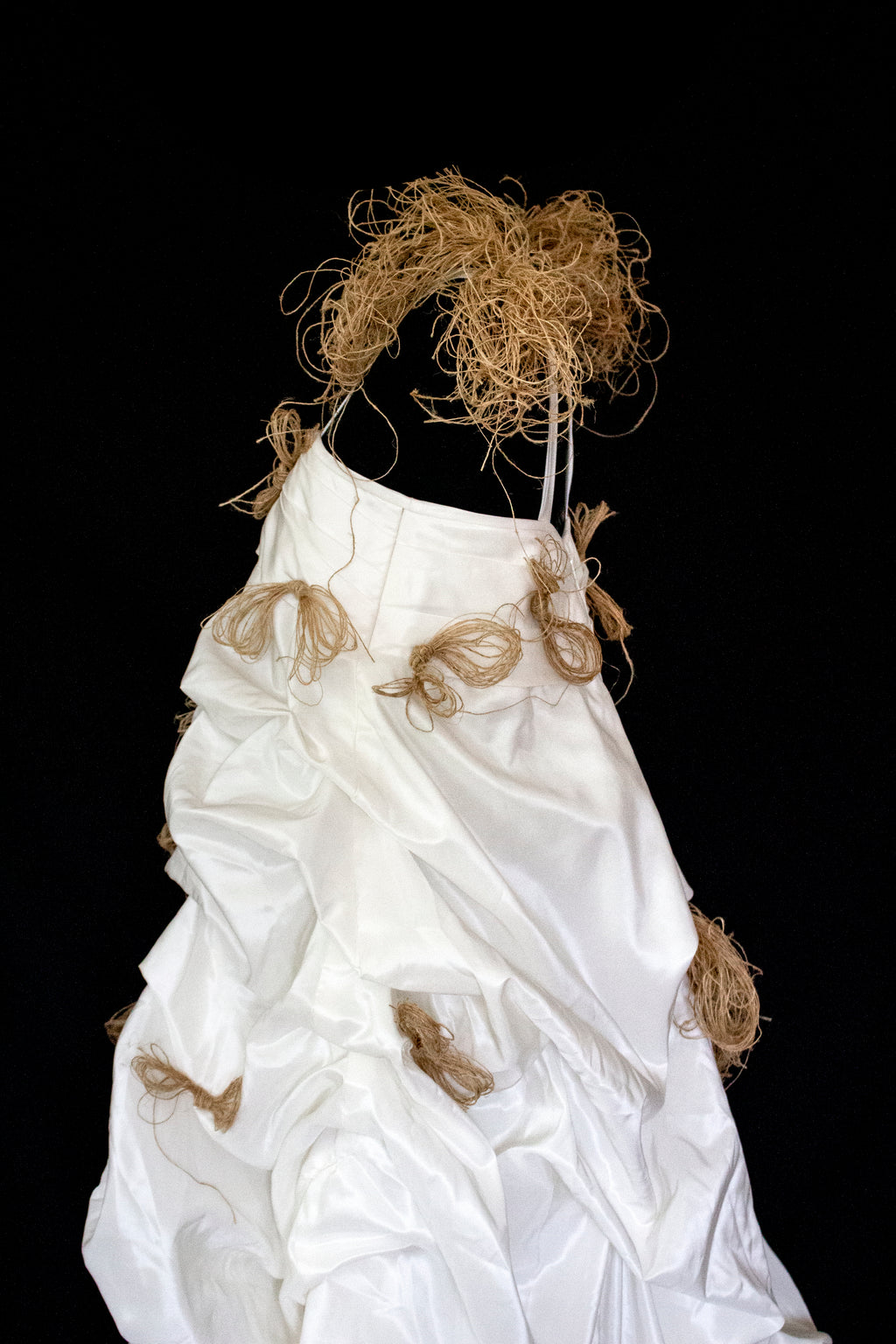 Vintage Ivory Taffeta Wedding Dress | Hemp Bows Gown - 374