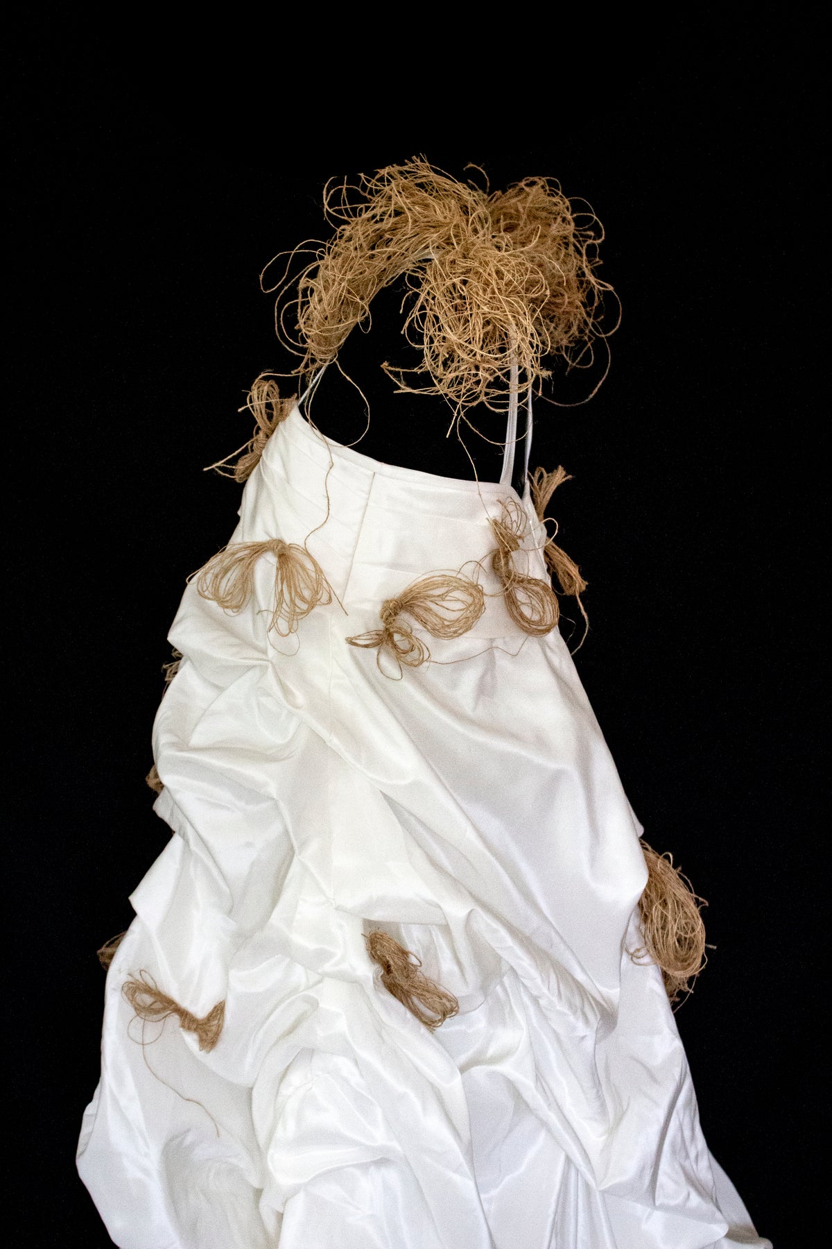Vintage Ivory Taffeta Wedding Dress | Hemp Bows Gown - 374