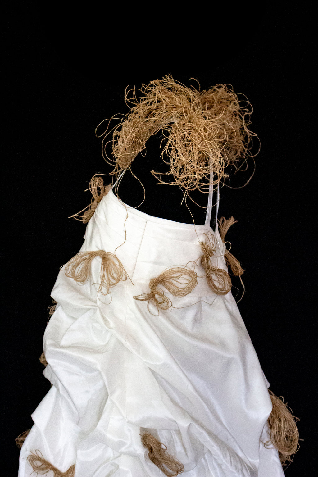 Vintage Ivory Taffeta Wedding Dress | Hemp Bows Gown - 374