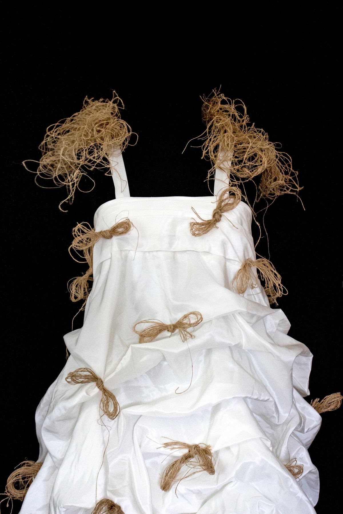 Vintage Ivory Taffeta Wedding Dress | Hemp Bows Gown - 374