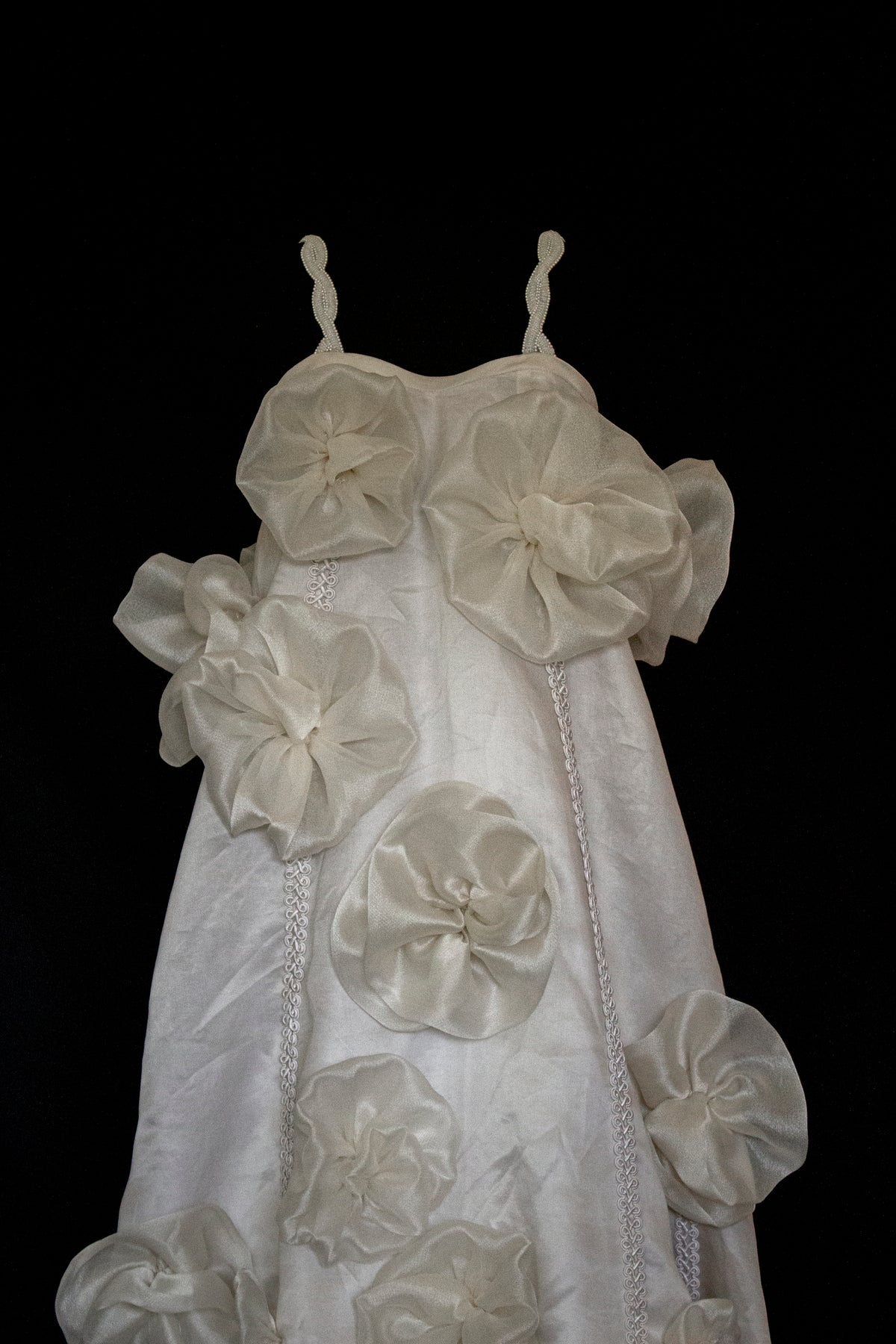 Vintage Silk Organza Wedding Dress | 3D Floral Gown - 373