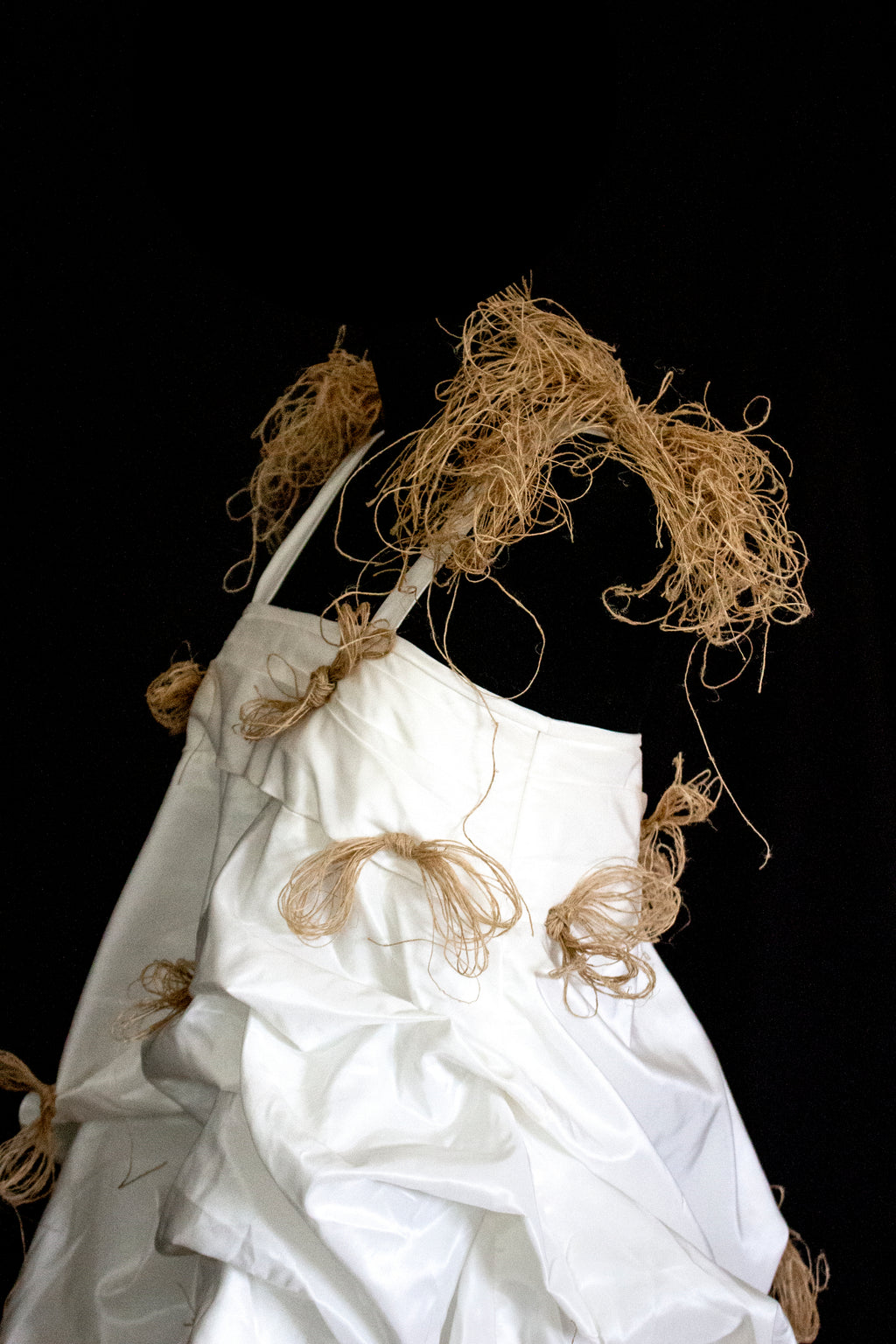 Vintage Ivory Taffeta Wedding Dress | Hemp Bows Gown - 374
