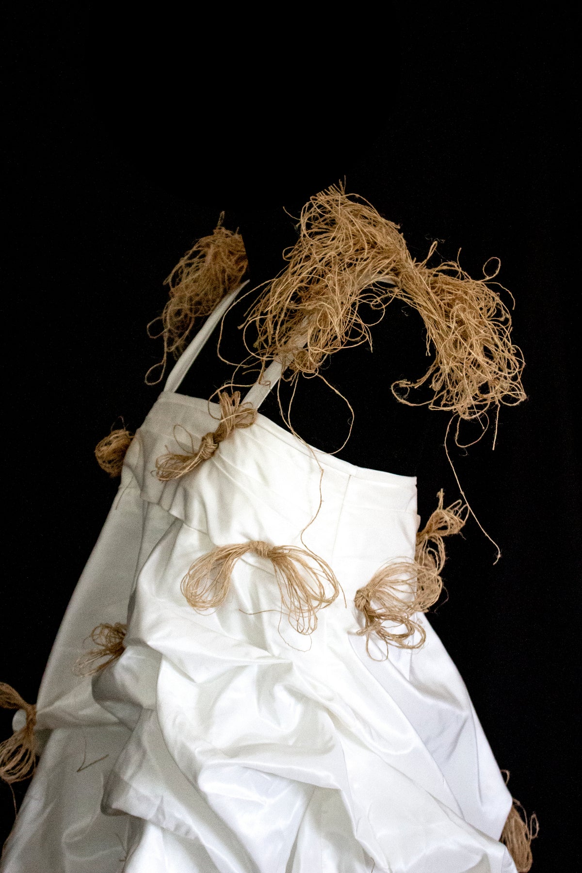 Vintage Ivory Taffeta Wedding Dress | Hemp Bows Gown - 374