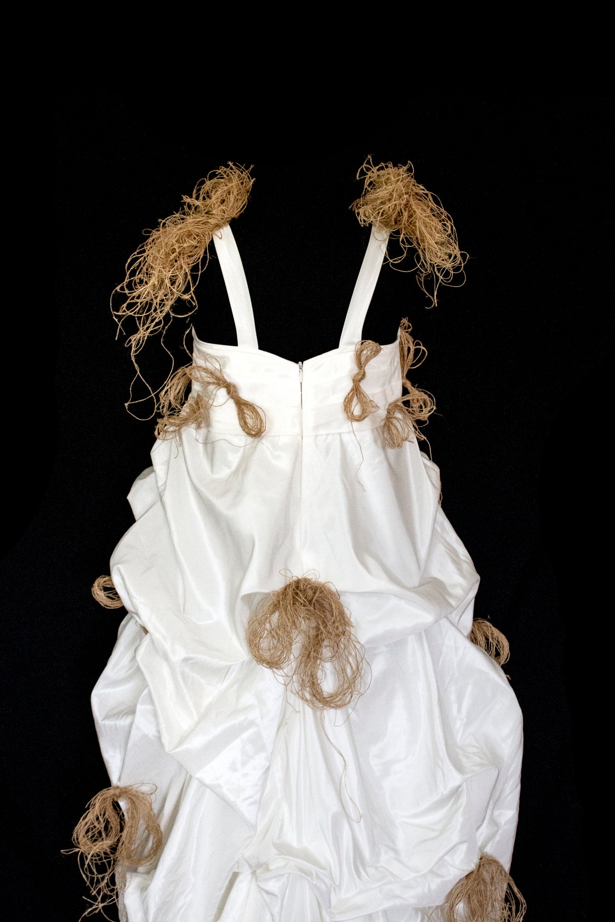 Vintage Ivory Taffeta Wedding Dress | Hemp Bows Gown - 374