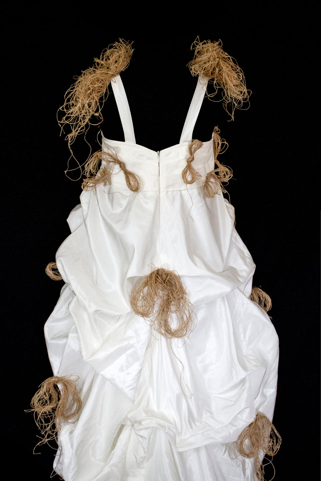 Vintage Ivory Taffeta Wedding Dress | Hemp Bows Gown - 374