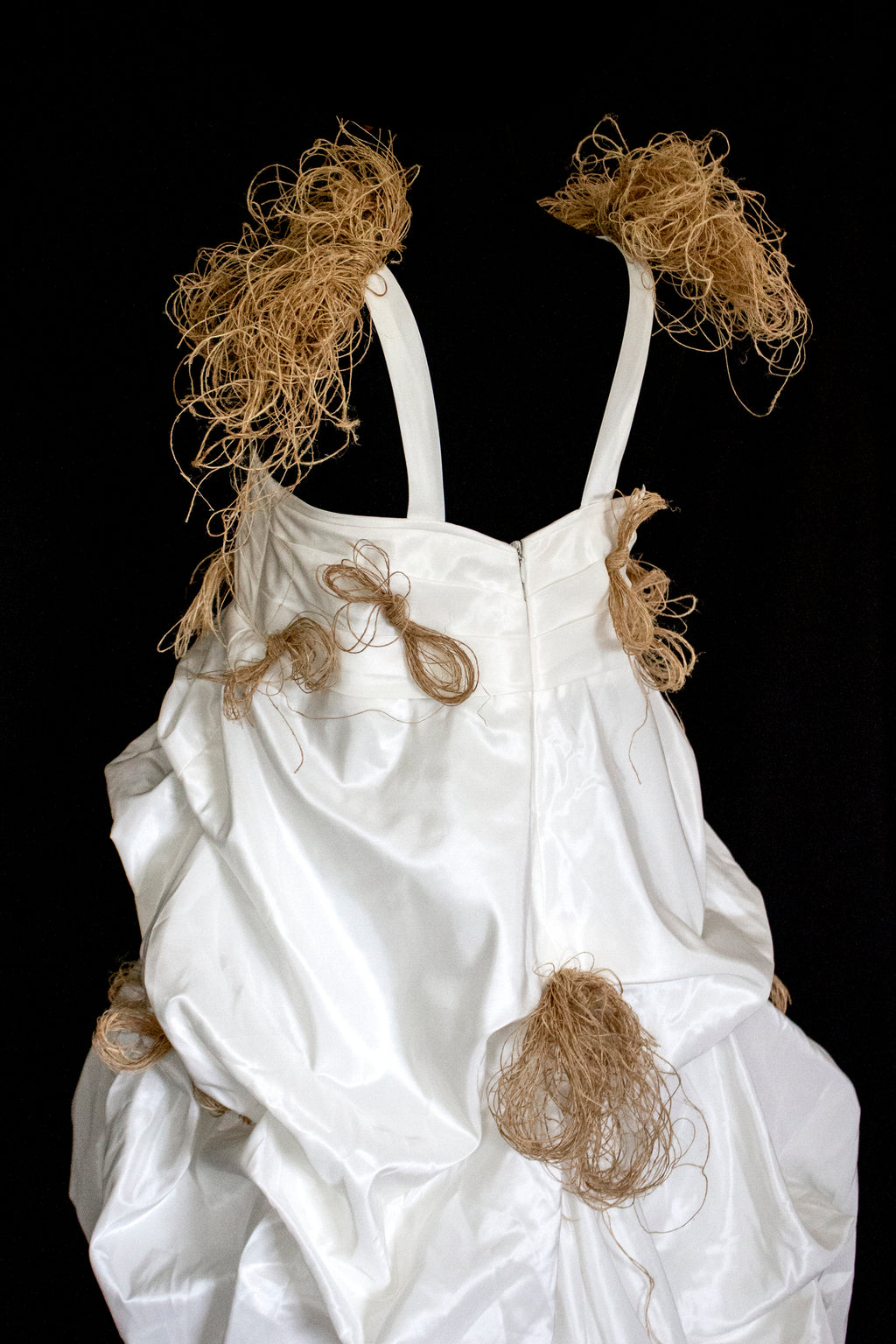 Vintage Ivory Taffeta Wedding Dress | Hemp Bows Gown - 374