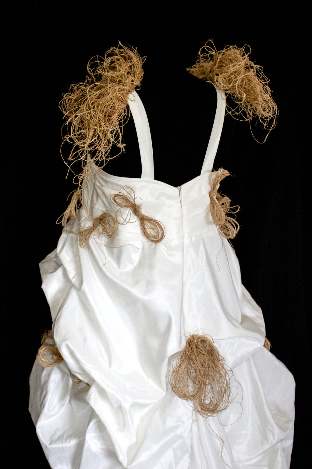 Vintage Ivory Taffeta Wedding Dress | Hemp Bows Gown - 374