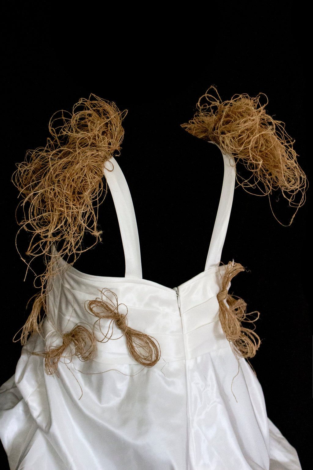 Vintage Ivory Taffeta Wedding Dress | Hemp Bows Gown - 374