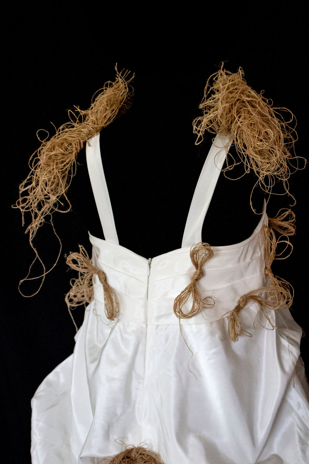 Vintage Ivory Taffeta Wedding Dress | Hemp Bows Gown - 374