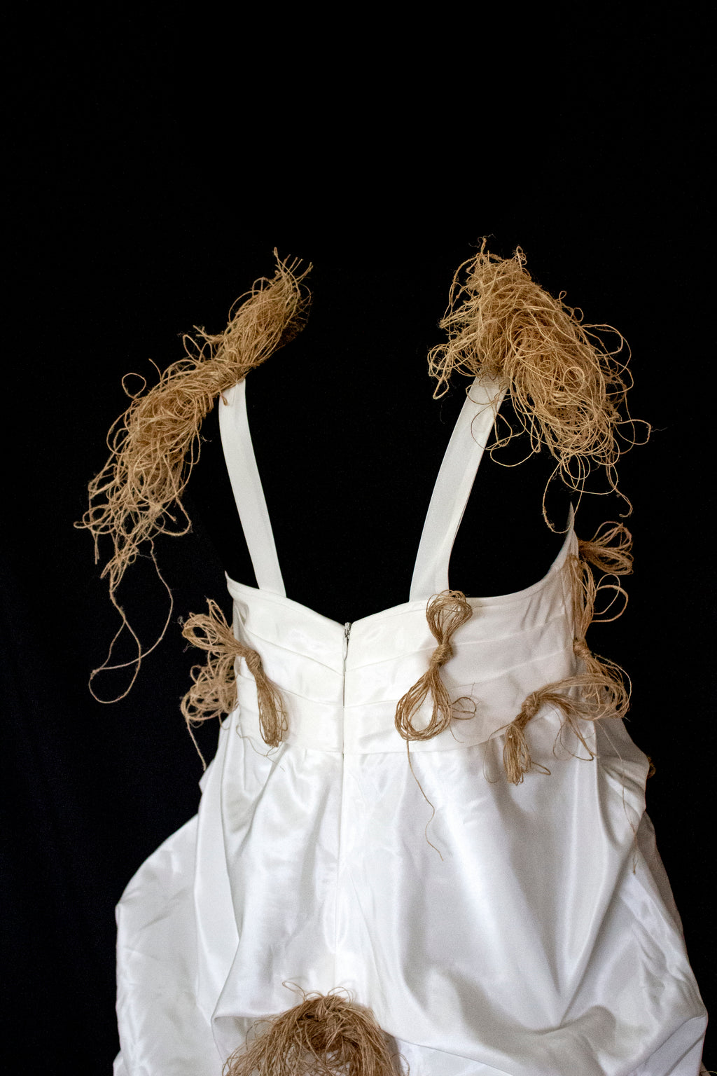 Vintage Ivory Taffeta Wedding Dress | Hemp Bows Gown - 374