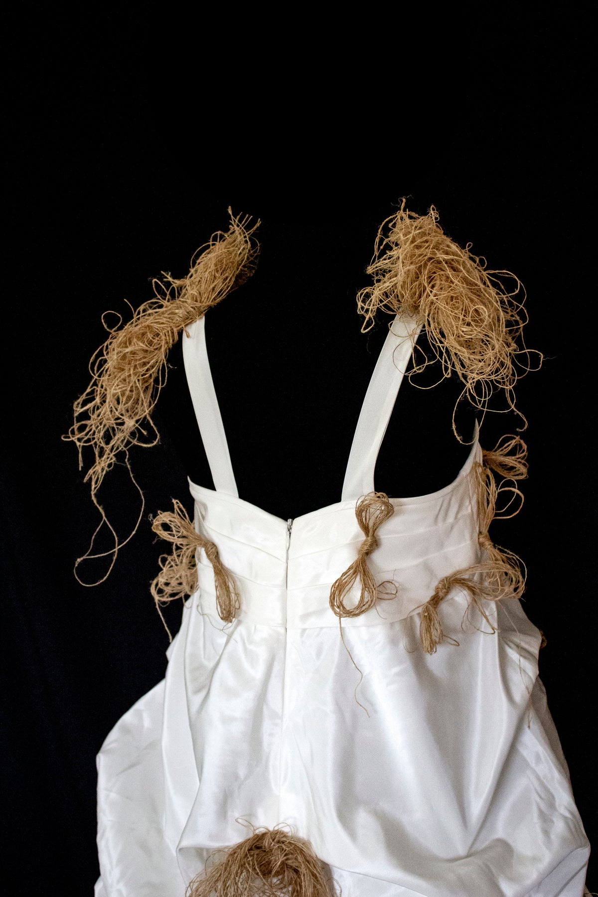 Vintage Ivory Taffeta Wedding Dress | Hemp Bows Gown - 374