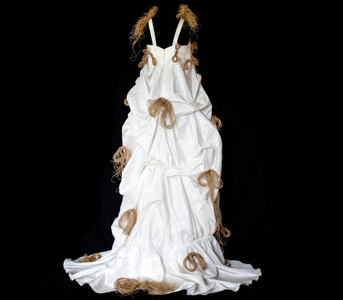 Vintage Ivory Taffeta Wedding Dress | Hemp Bows Gown - 374