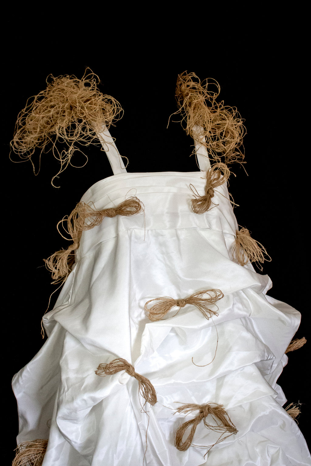 Vintage Ivory Taffeta Wedding Dress | Hemp Bows Gown - 374