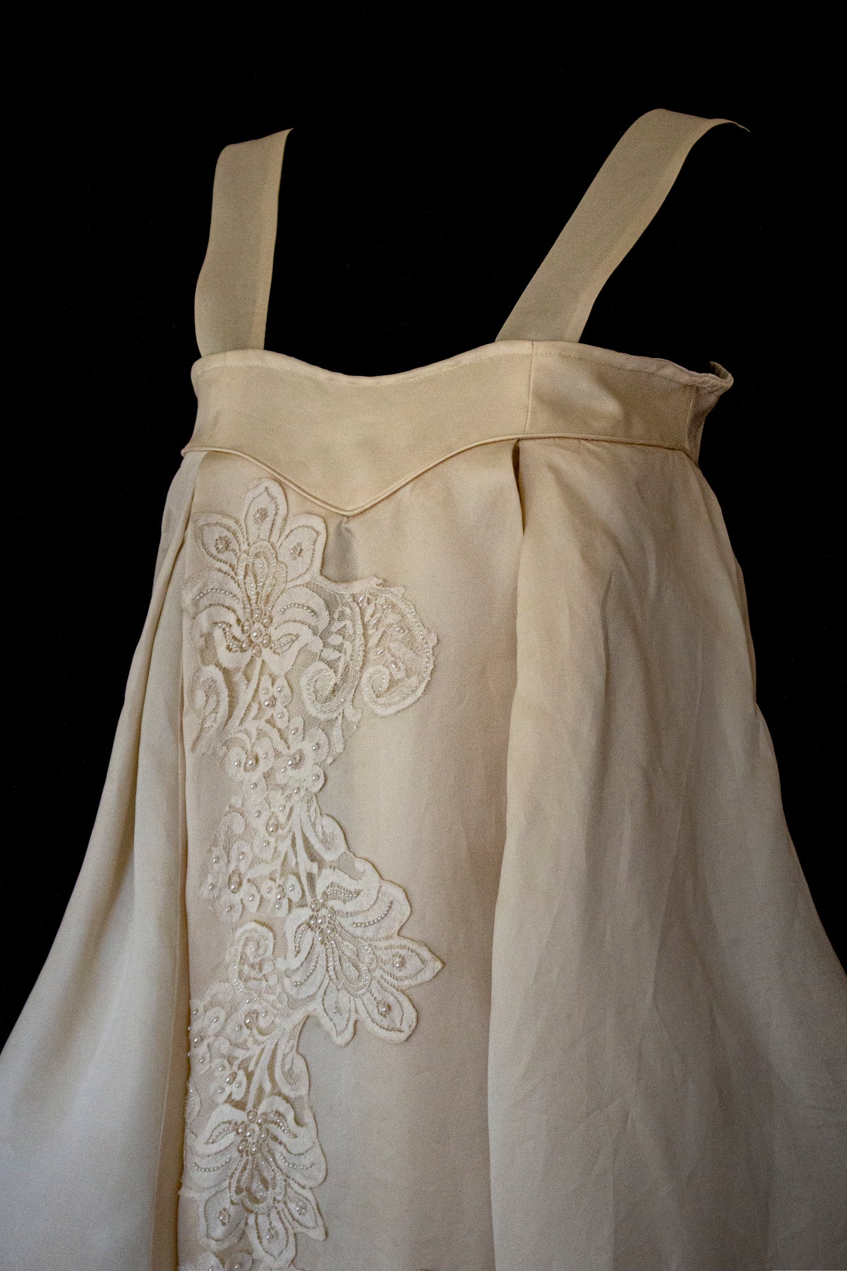 Vintage Embroidered Silk Organza Slip Wedding Dress | A-Line Gown - 378