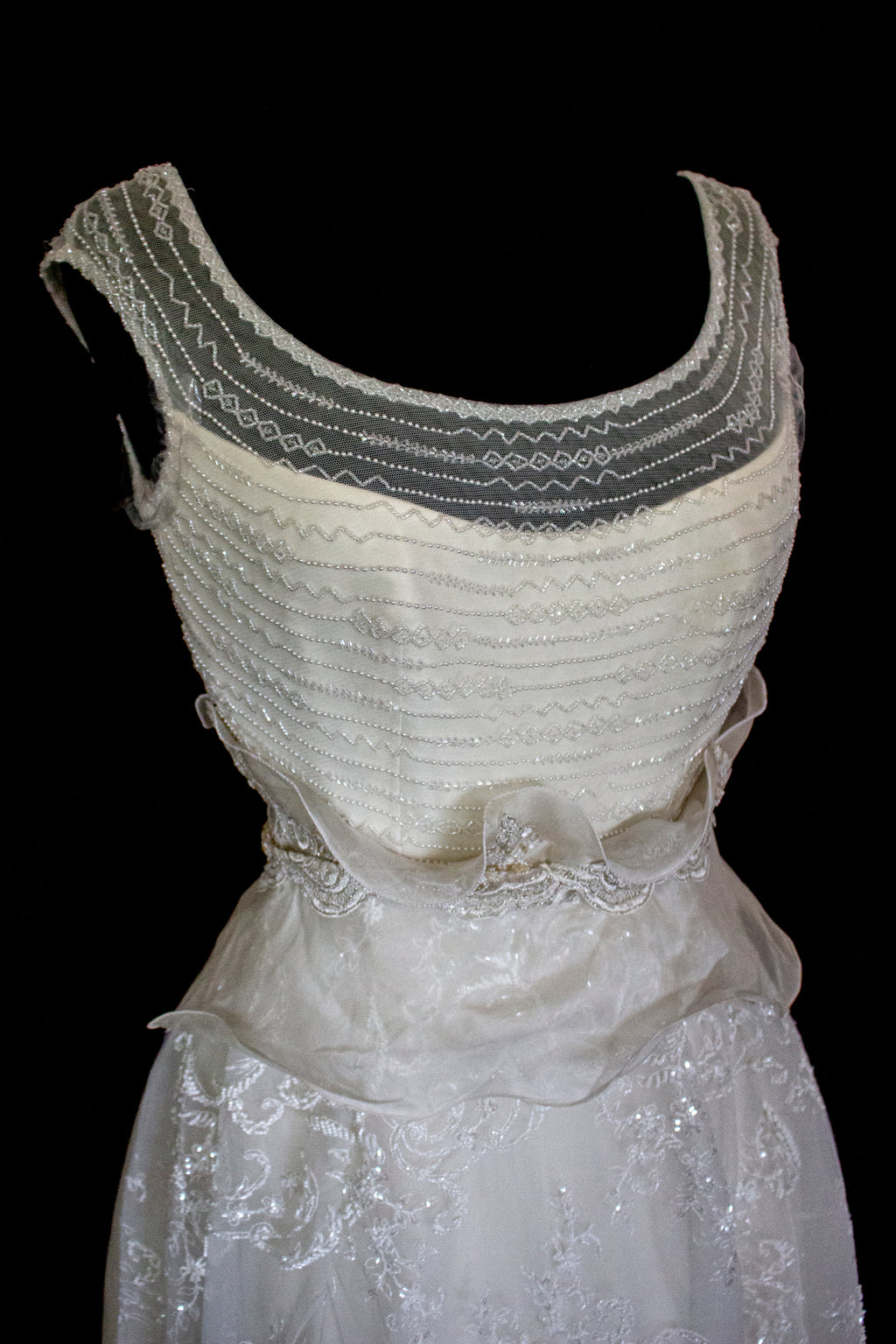 Vintage 90s A-Line Wedding Dress | Embroidered Silk Organza Bridal Gown - 367
