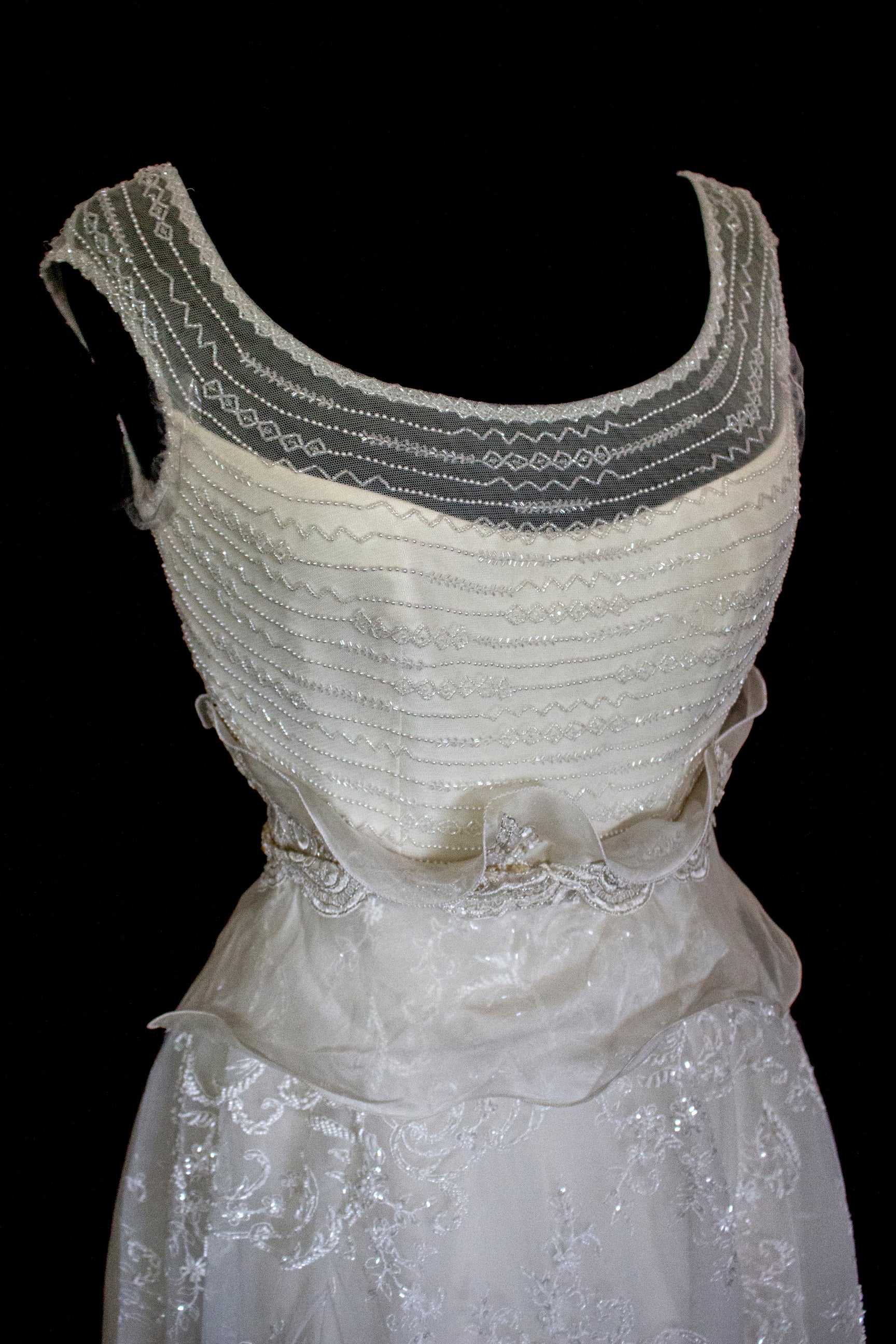 Vintage 90s A-Line Wedding Dress | Embroidered Silk Organza Bridal Gown - 367