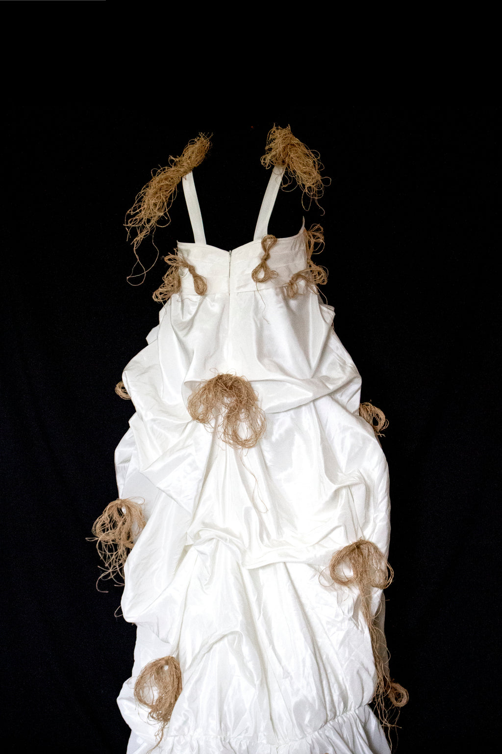Vintage Ivory Taffeta Wedding Dress | Hemp Bows Gown - 374