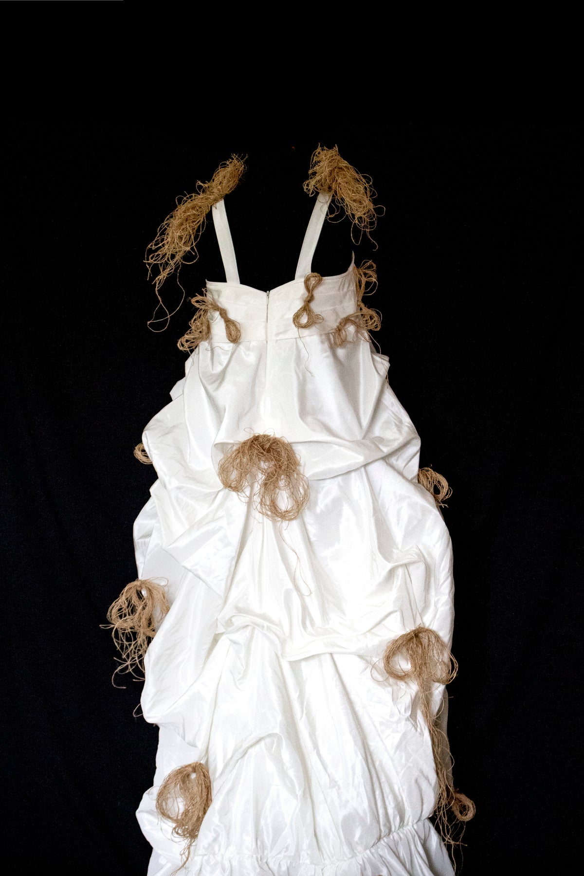 Vintage Ivory Taffeta Wedding Dress | Hemp Bows Gown - 374