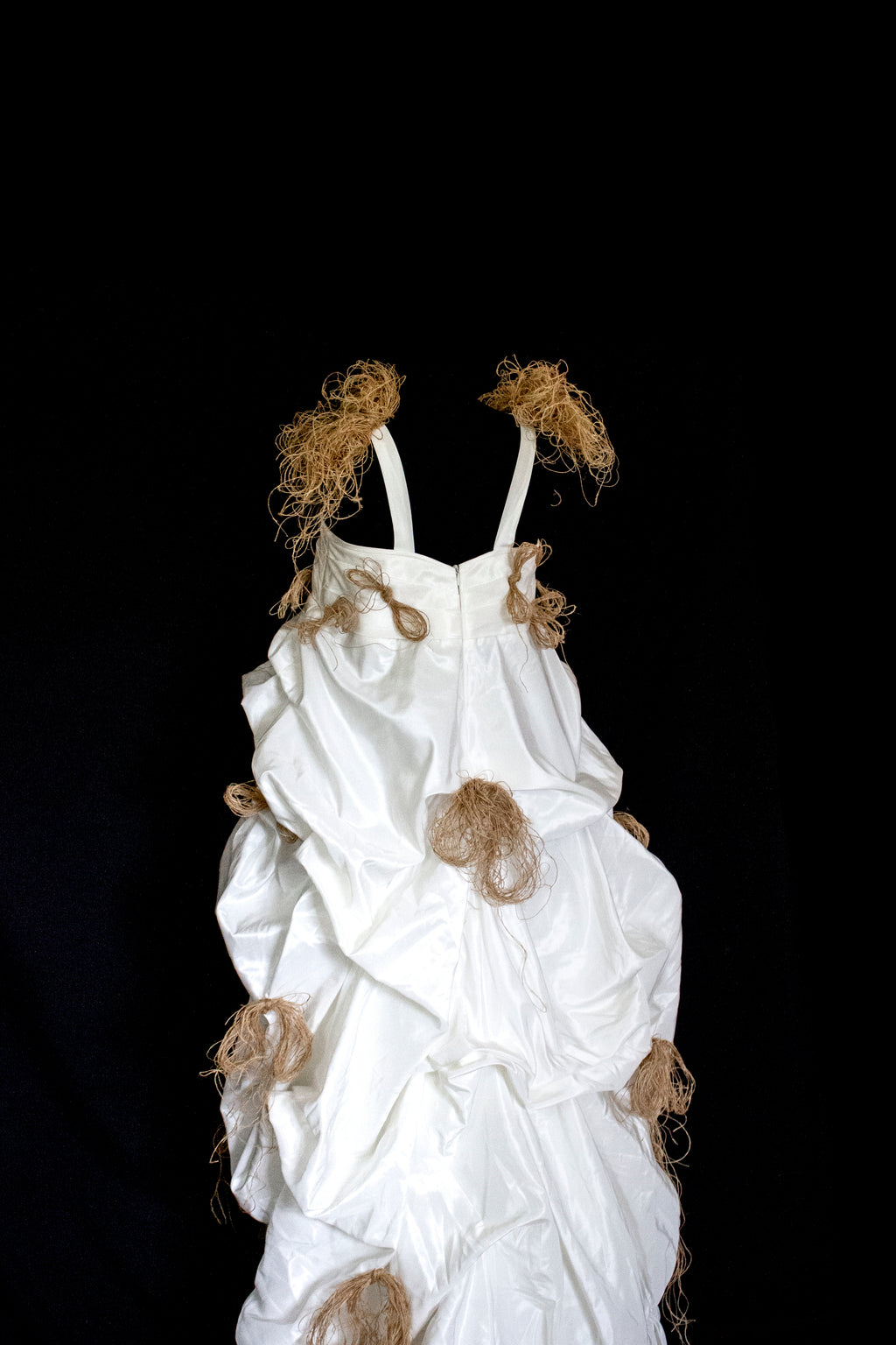 Vintage Ivory Taffeta Wedding Dress | Hemp Bows Gown - 374