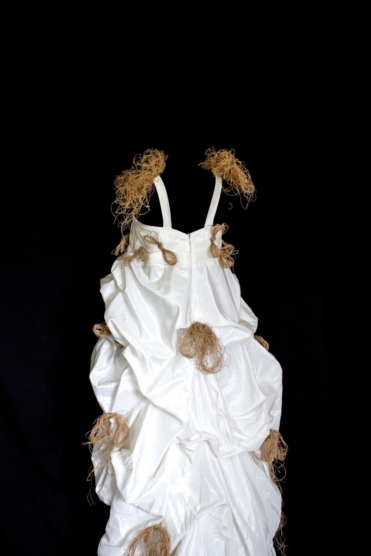 Vintage Ivory Taffeta Wedding Dress | Hemp Bows Gown - 374