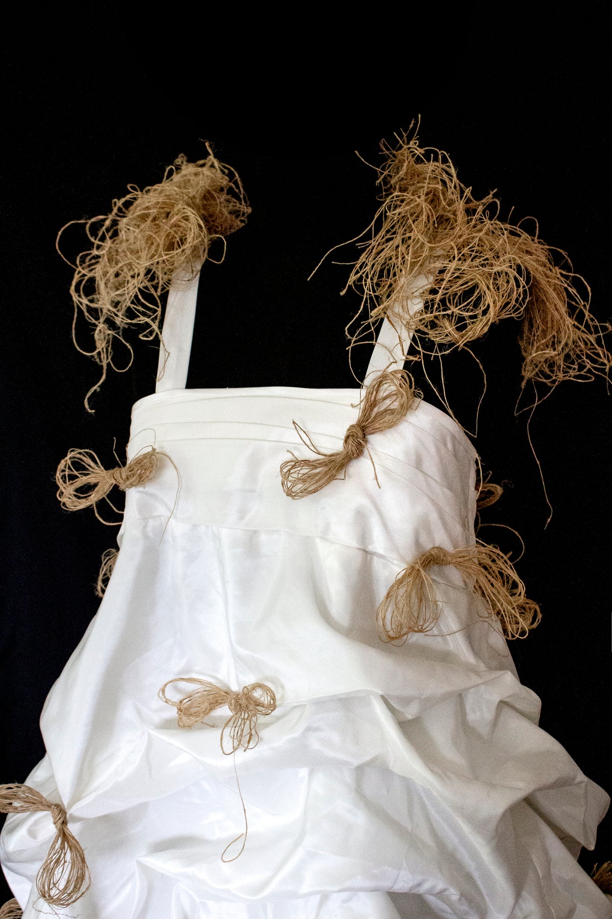 Vintage Ivory Taffeta Wedding Dress | Hemp Bows Gown - 374