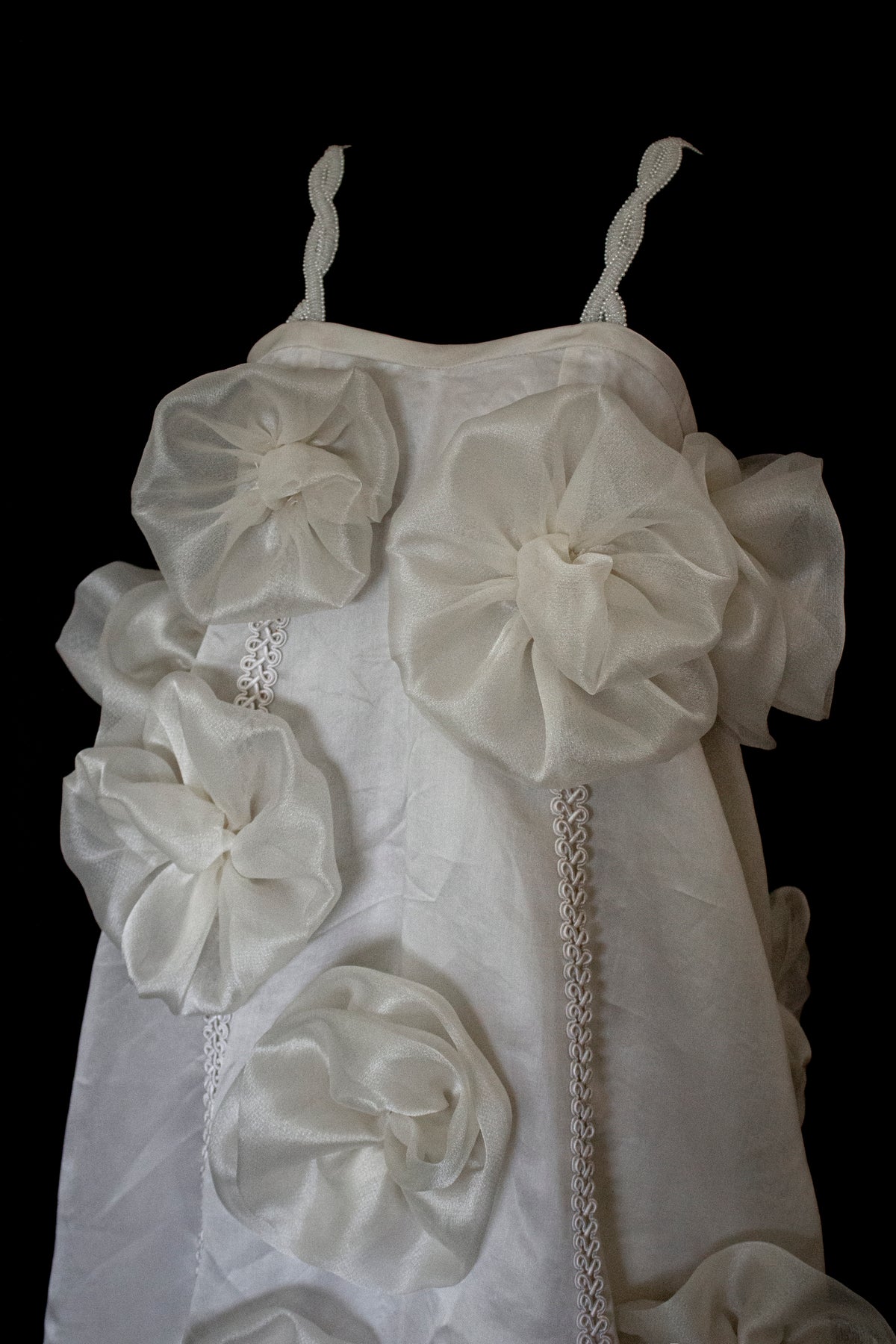 Vintage Silk Organza Wedding Dress | 3D Floral Gown - 373