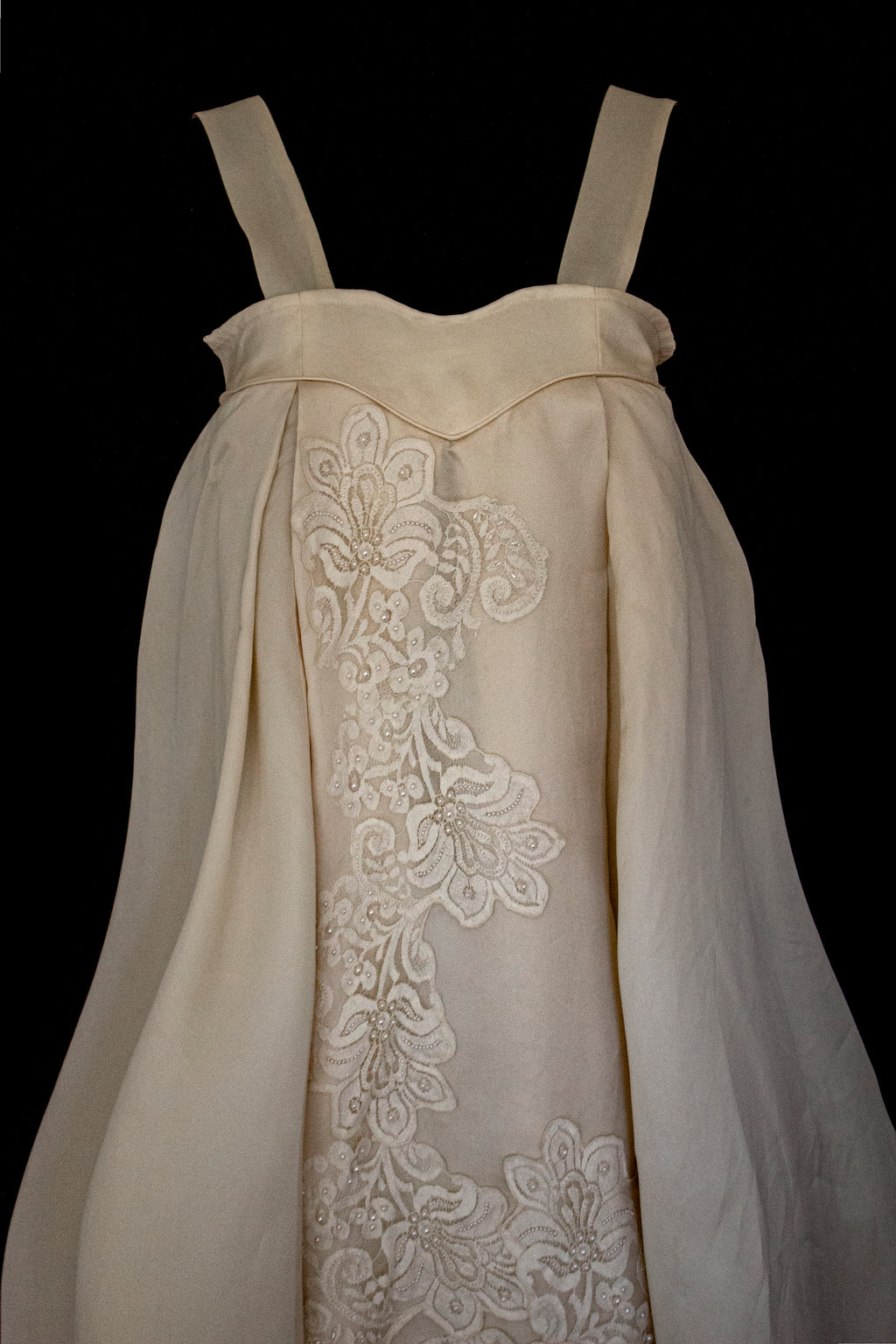 Vintage Embroidered Silk Organza Slip Wedding Dress | A-Line Gown - 378