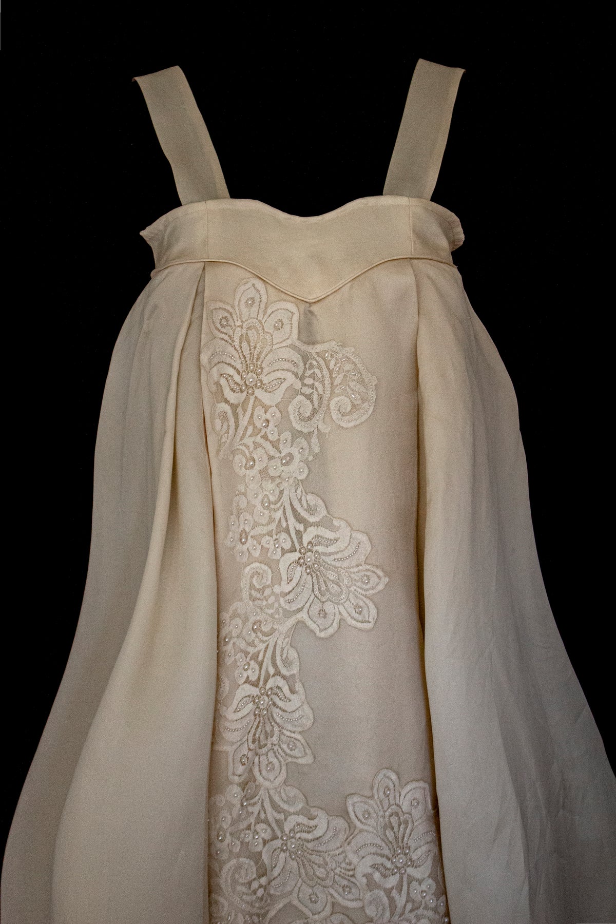 Vintage Embroidered Silk Organza Slip Wedding Dress | A-Line Gown - 378