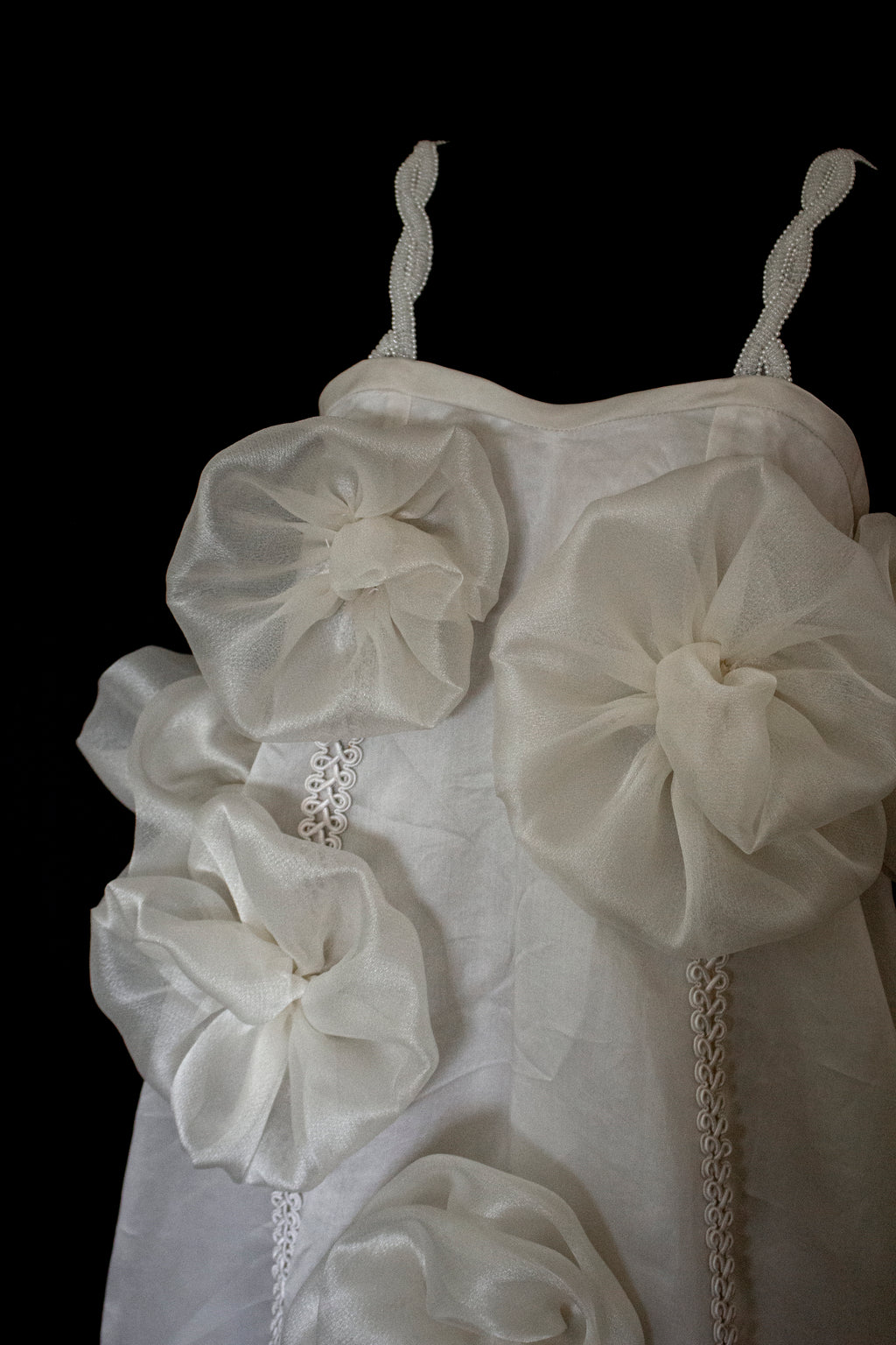 Vintage Silk Organza Wedding Dress | 3D Floral Gown - 373