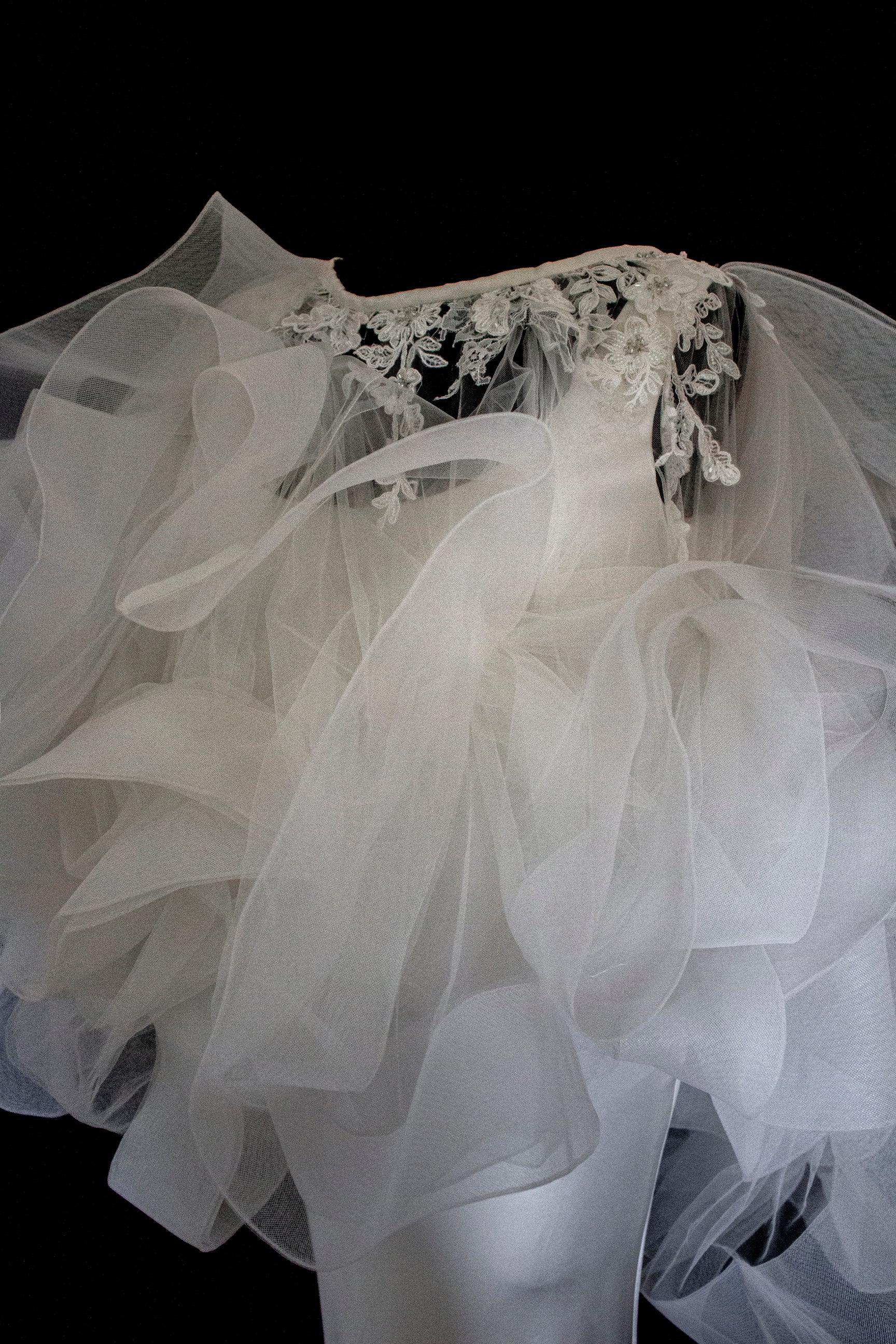 360 - VINTAGE SLIP STYLE WEDDING DRESS: CREAM FLUID SATIN GOWN WITH EMBROIDERED TULLE CAPE