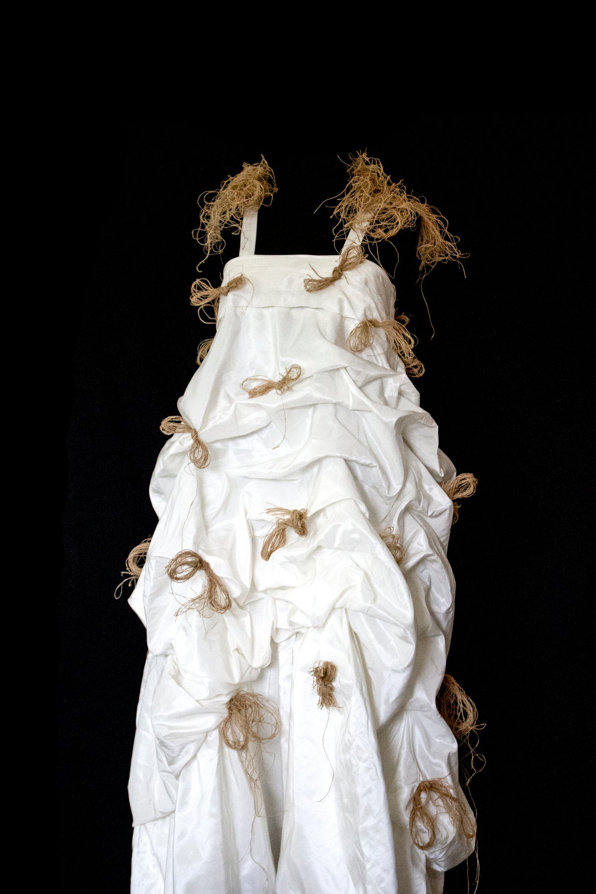 Vintage Ivory Taffeta Wedding Dress | Hemp Bows Gown - 374
