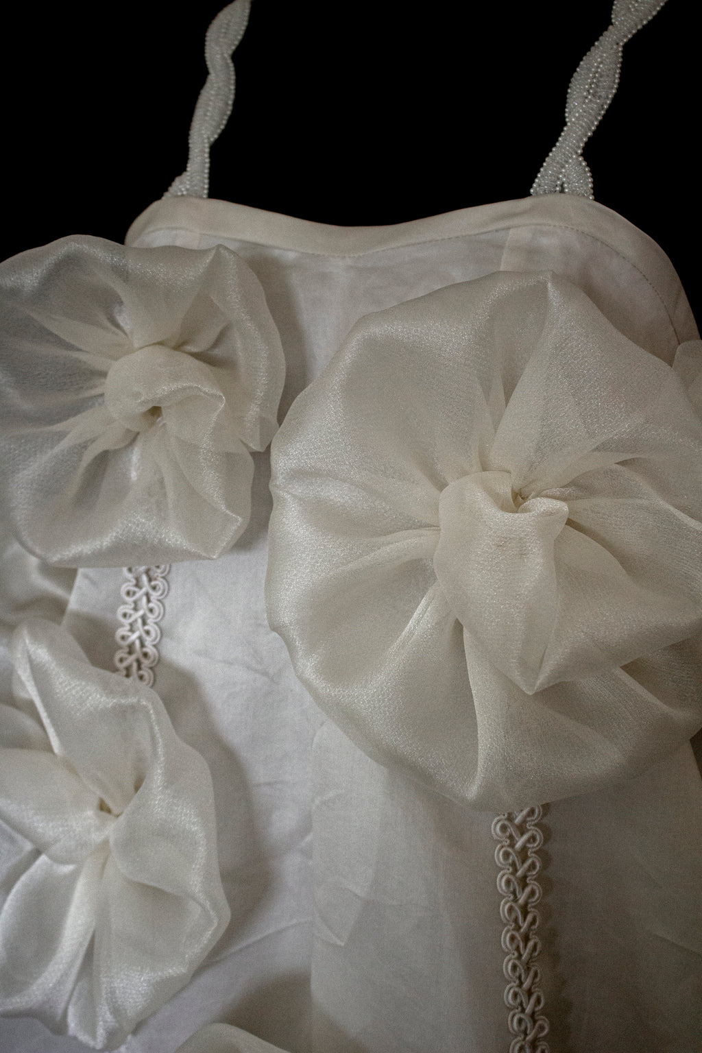 Vintage Silk Organza Wedding Dress | 3D Floral Gown - 373