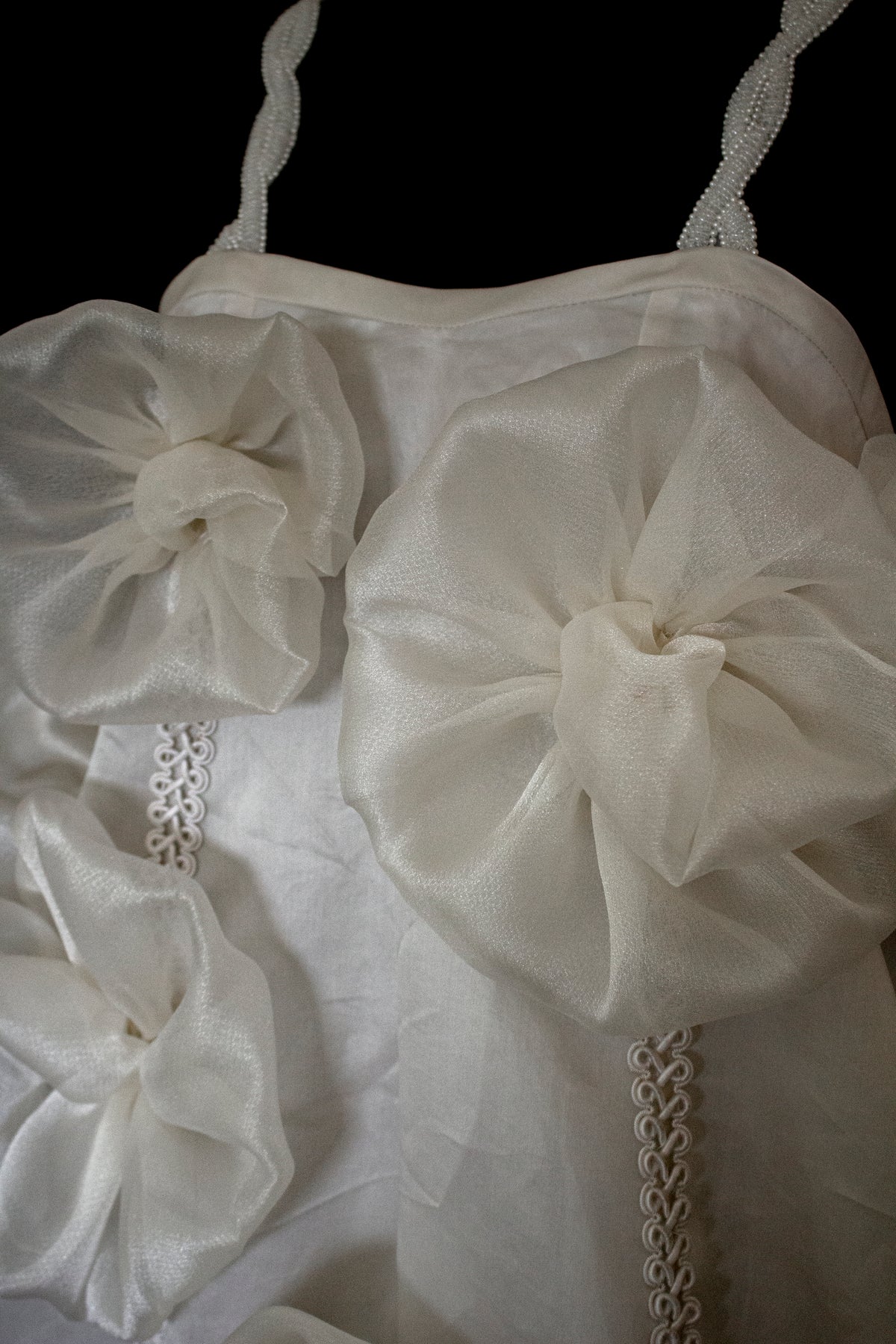 Vintage Silk Organza Wedding Dress | 3D Floral Gown - 373